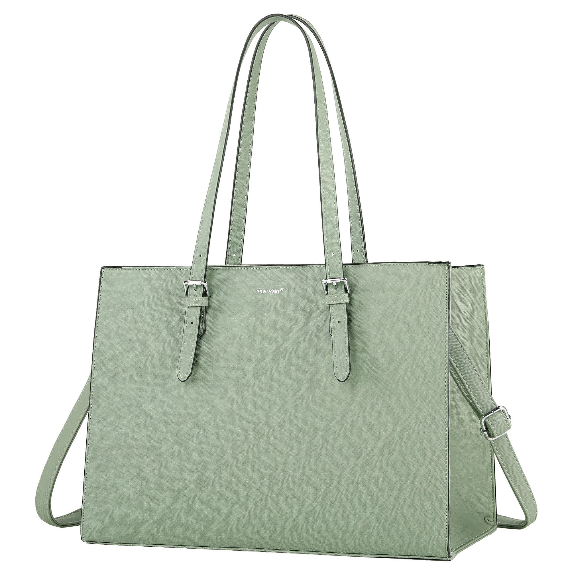 TAN.TOMI Aktentasche Große Business Handtasche Damen Leder Schultertasche Arbeit Schule, Bürotasche Damen 15 Zoll Notebooktasche mit 3 Fächern für Büro Schule