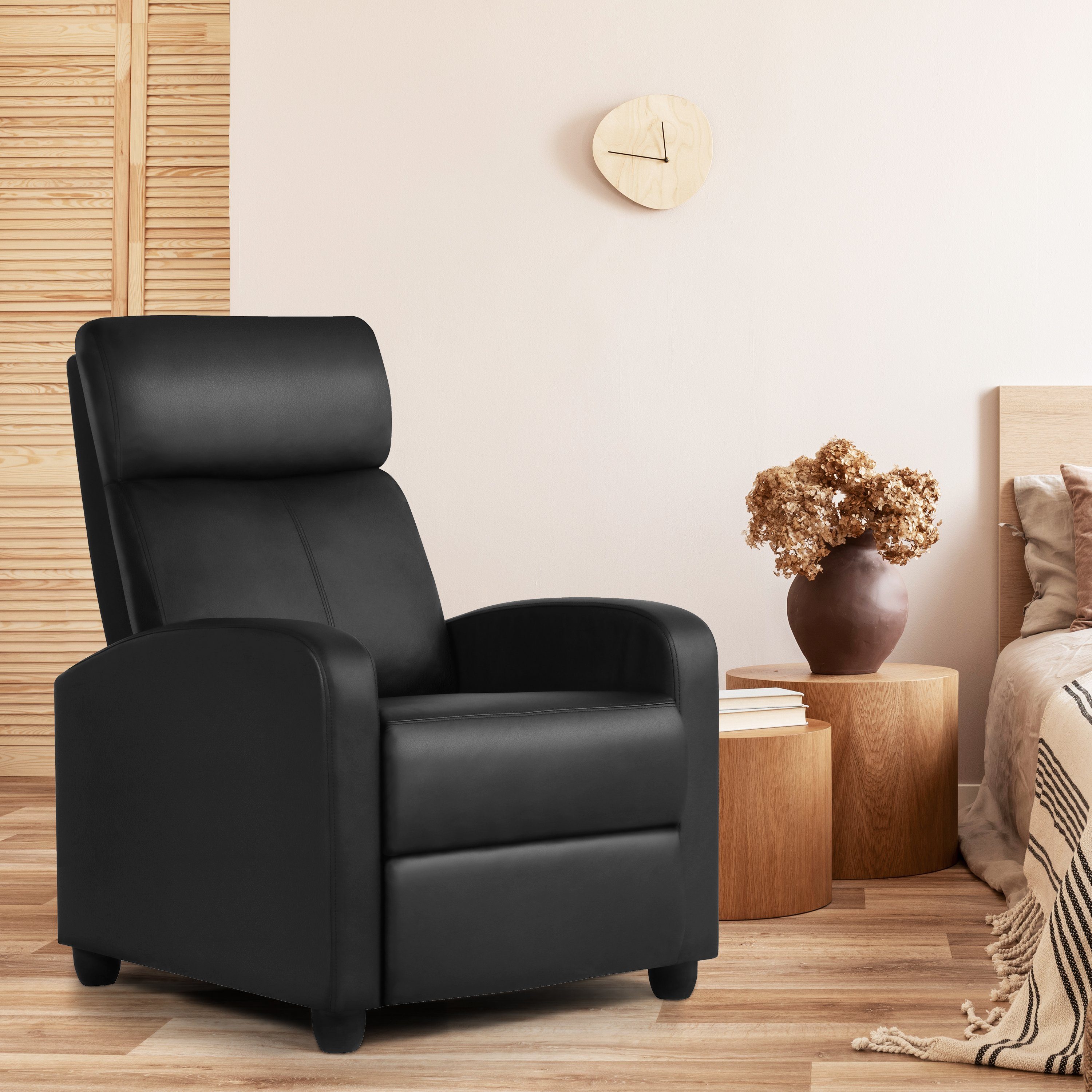 Yaheetech Relaxsessel Fernsehsessel mit Liegefunktion, Gepolsterter Liegesessel mit Armlehnen Ergonomisch aus Kunstleder