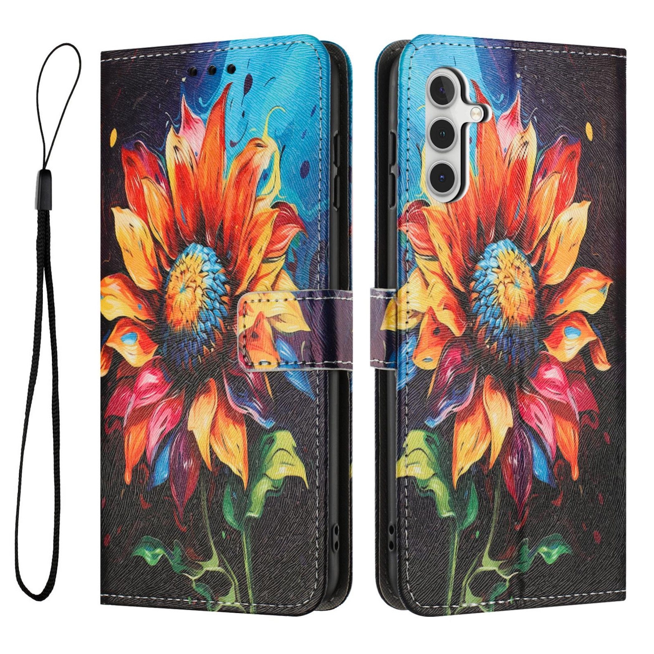 Wigento Handyhülle für Samsung Galaxy A17 A26 A16 4G 5G Kunstleder Klapp Wallet Motiv TPU 6,7 Zoll, Kartenfächer, Standfunktion