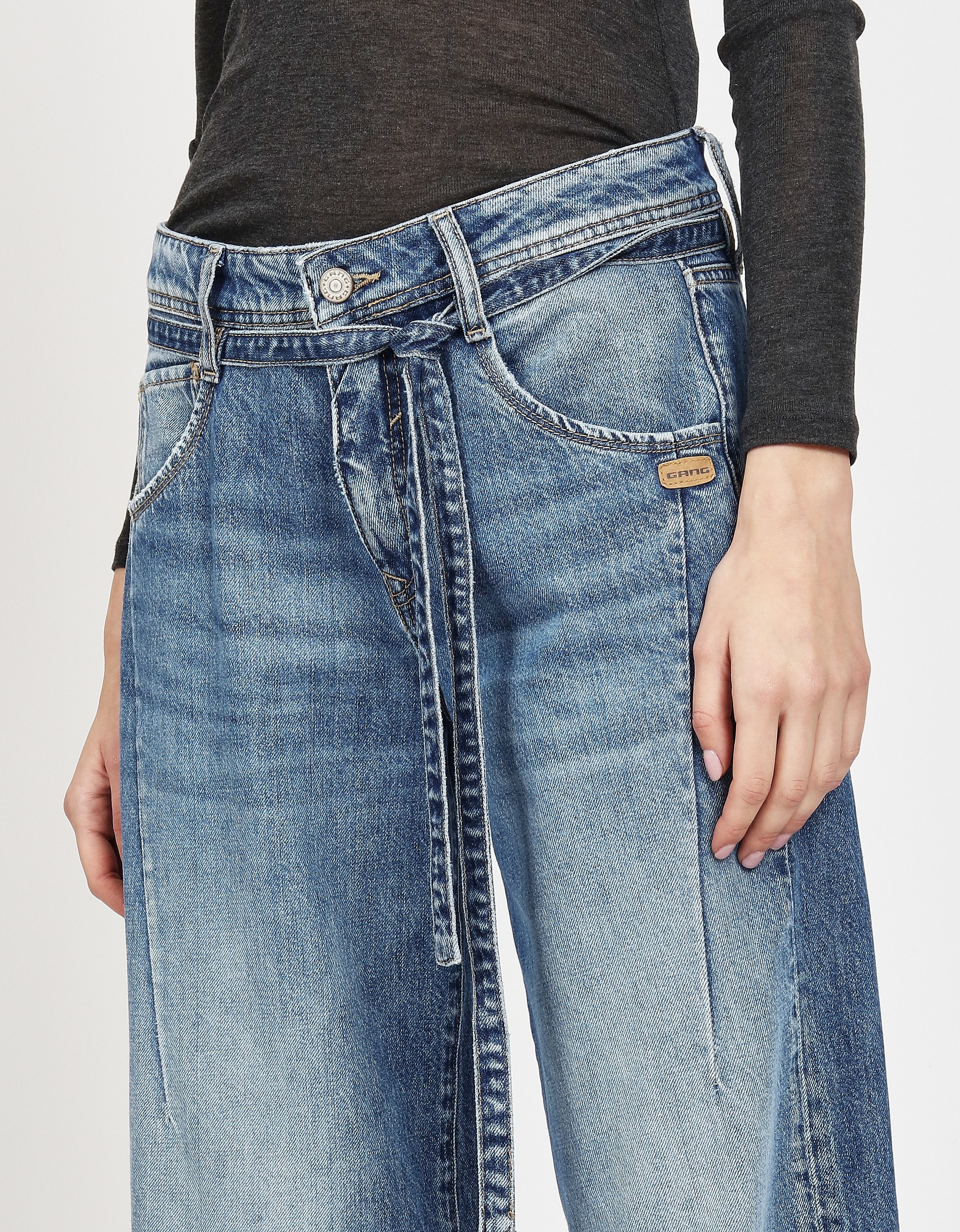 GANG Loose-fit-Jeans 94CLAIRE mit Bindegürtel und Naht am Oberschenkel, Baggy Fit