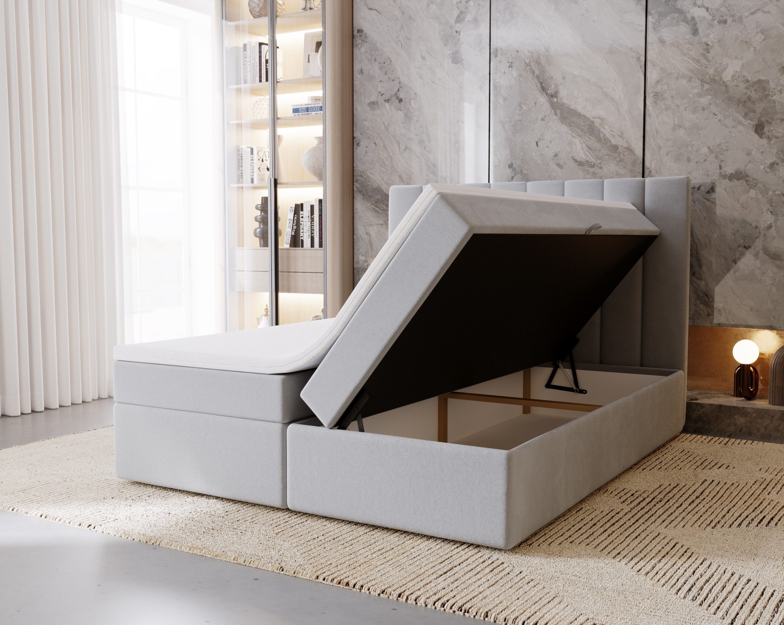 MARPUR Boxspringbett NERO BOX (Boxspringbett mit Bettkasten und Kopfteil, Füße, Anleitung)