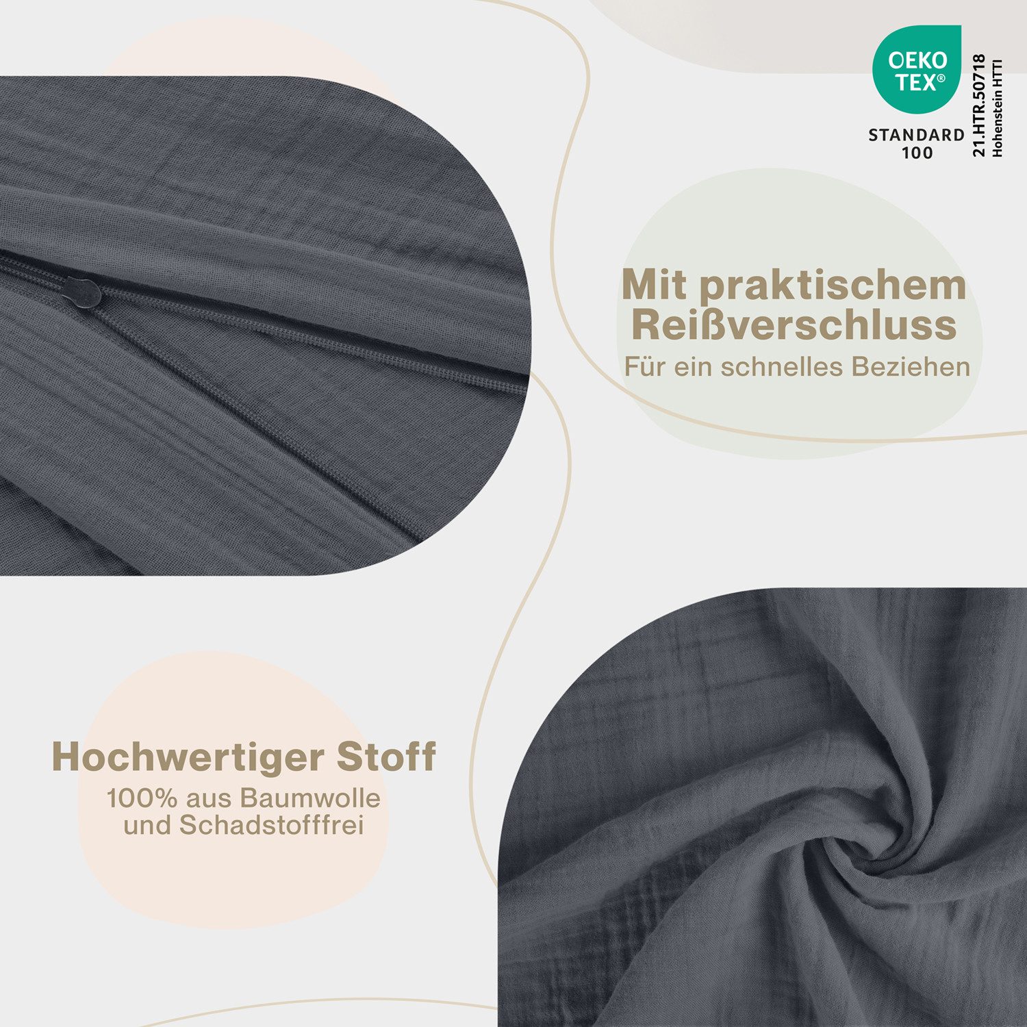 Laleni Kinderbettwäsche Kinderbettwäsche aus Baumwolle - Musselin Bettwäsche, Oeko-TEX zertifizierte Bettwäsche Sommer