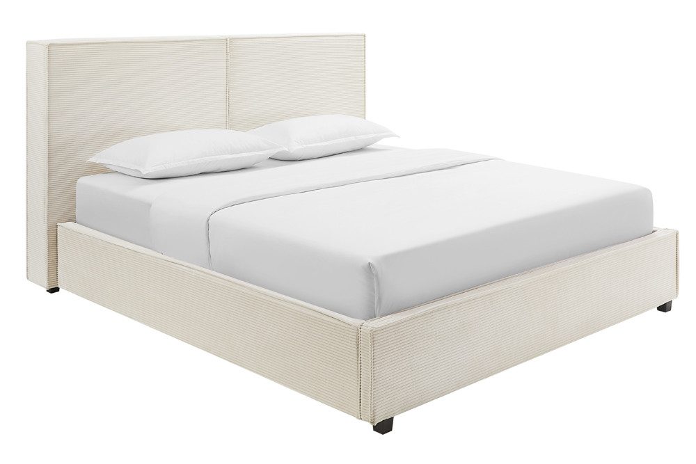 riess-ambiente Boxbett ROCCO 180x200cm beige Cord – mit Bettkasten & Kopfteil, modern (Einzelartikel, 1-St), Cordstoff, gepolstertes Kopfteil, mit Stauraum, Design