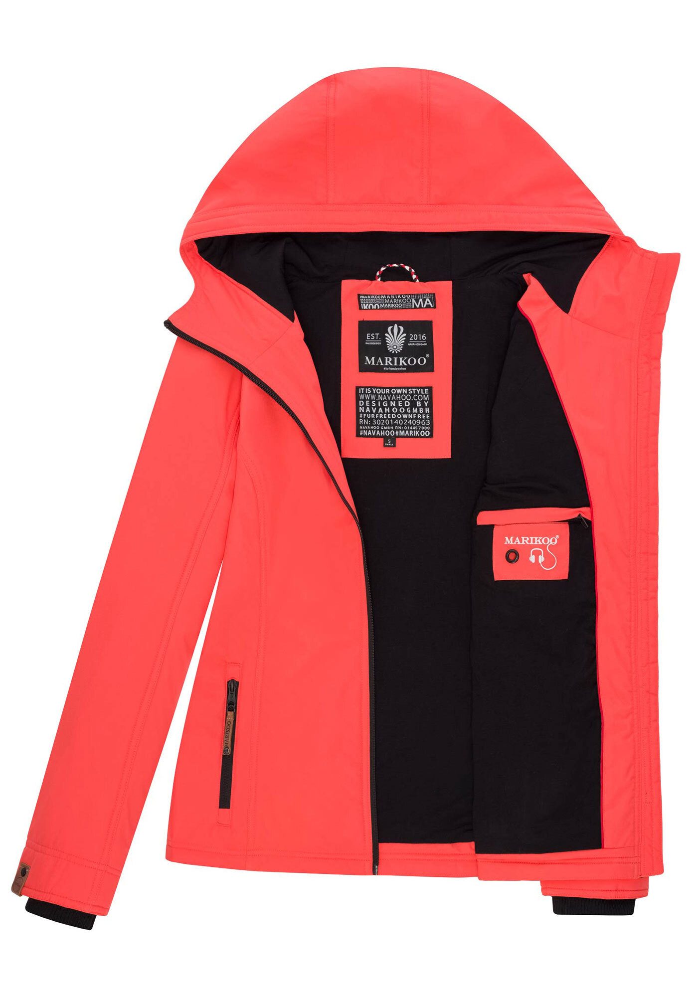 Marikoo Outdoorjacke Brombeere Sportliche Übergangsjacke mit Kapuze und schützendem Kragen – Bild 5 von 5