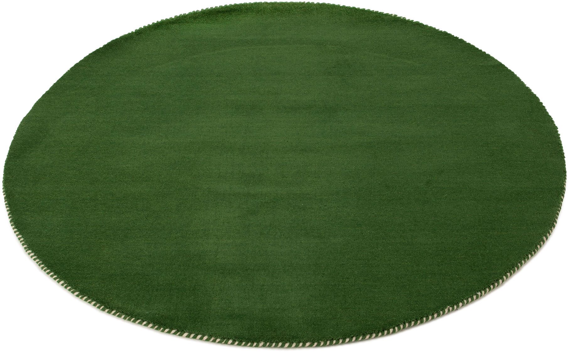 carpetfine Wollteppich Gabbeh Lola Uni, rund, Höhe: 14 mm, mit natürlichem Pflanzenmaterial von Hand gewebt, auch als Läufer