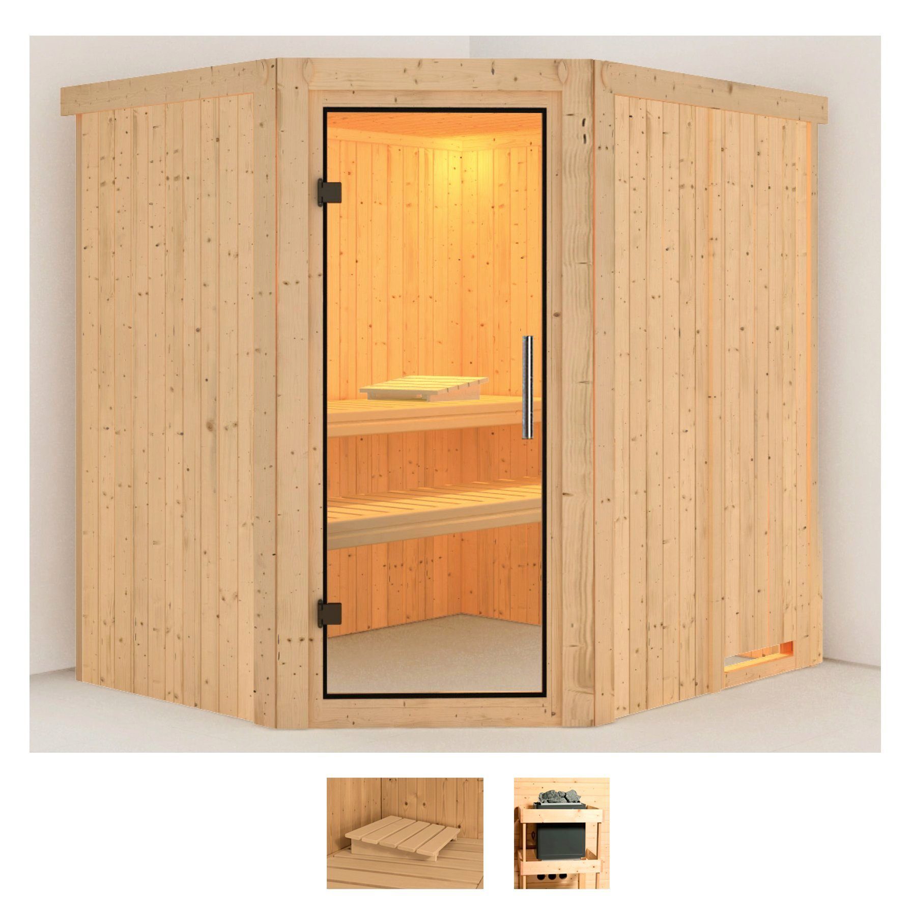 Karibu Sauna Siirin, BxTxH: 196 x 170 x 198 cm, 68 mm, (Set) ohne Ofen