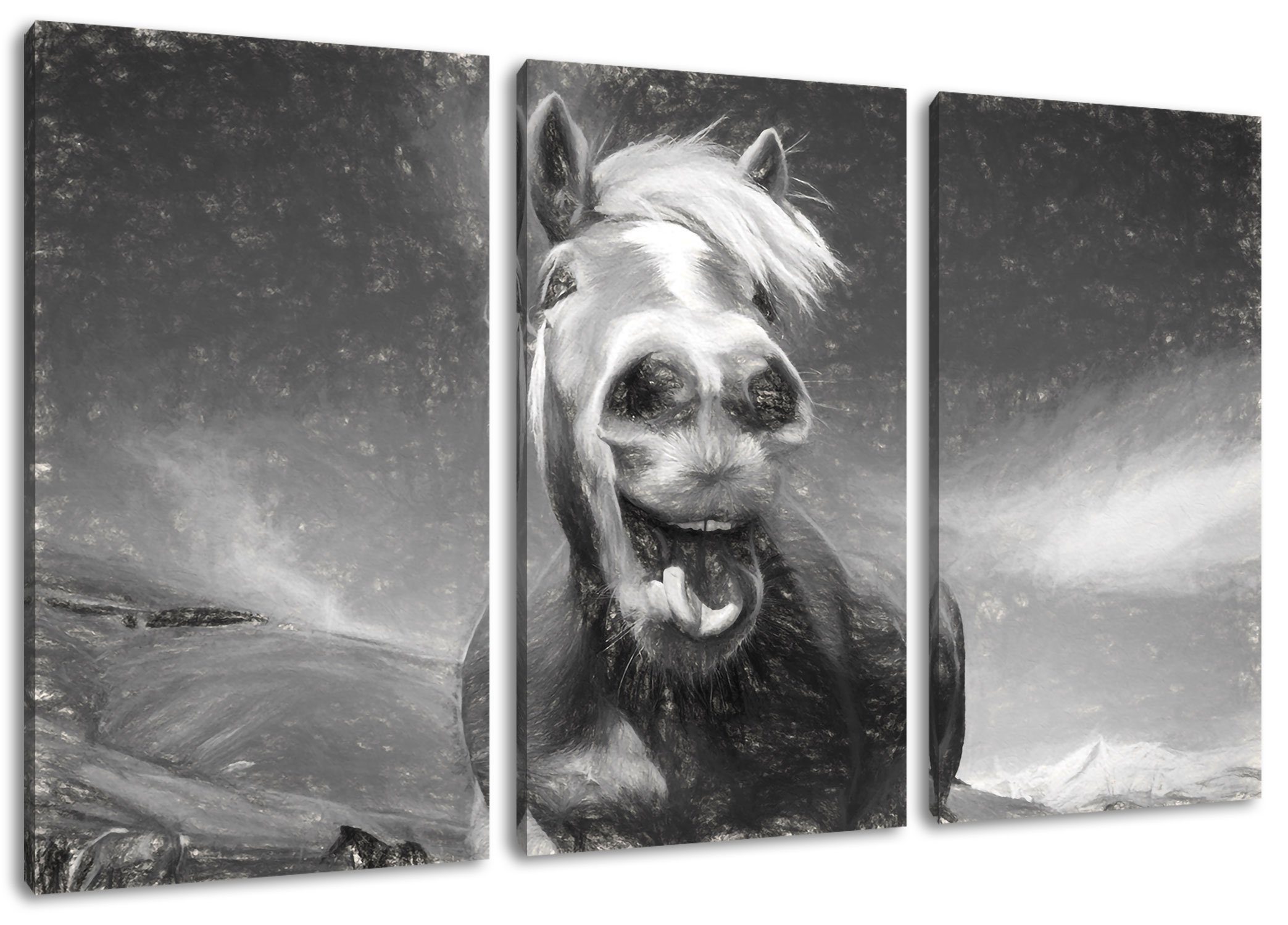 der 3Teiler St), in Pixxprint Leinwandbild Natur Leinwandbild (120x80cm) Natur, Pferd inkl. bespannt, Pferd Zackenaufhänger fertig in der (1