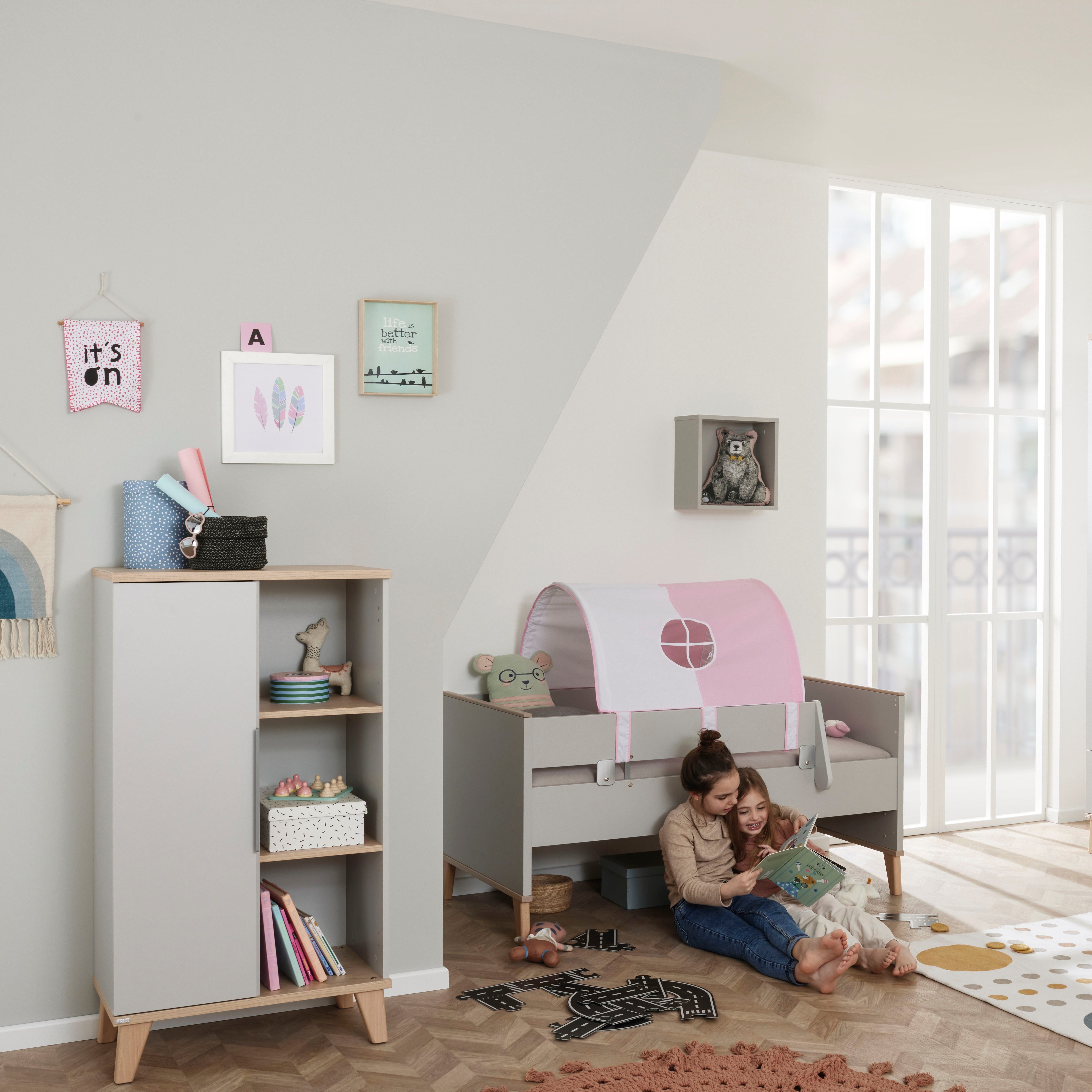 PAIDI Umbauseiten FIENE Sicherheits-Set für sorgenlosen Schlaf, Umbau vom Babybett zum Kinderbett / Kindersofa, 70x140cm in Grau