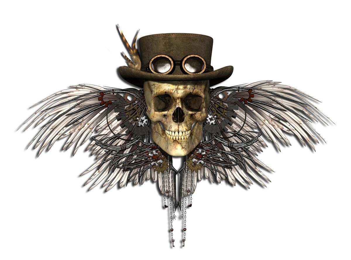 Steampunk Papermoon totenkopf Fototapete