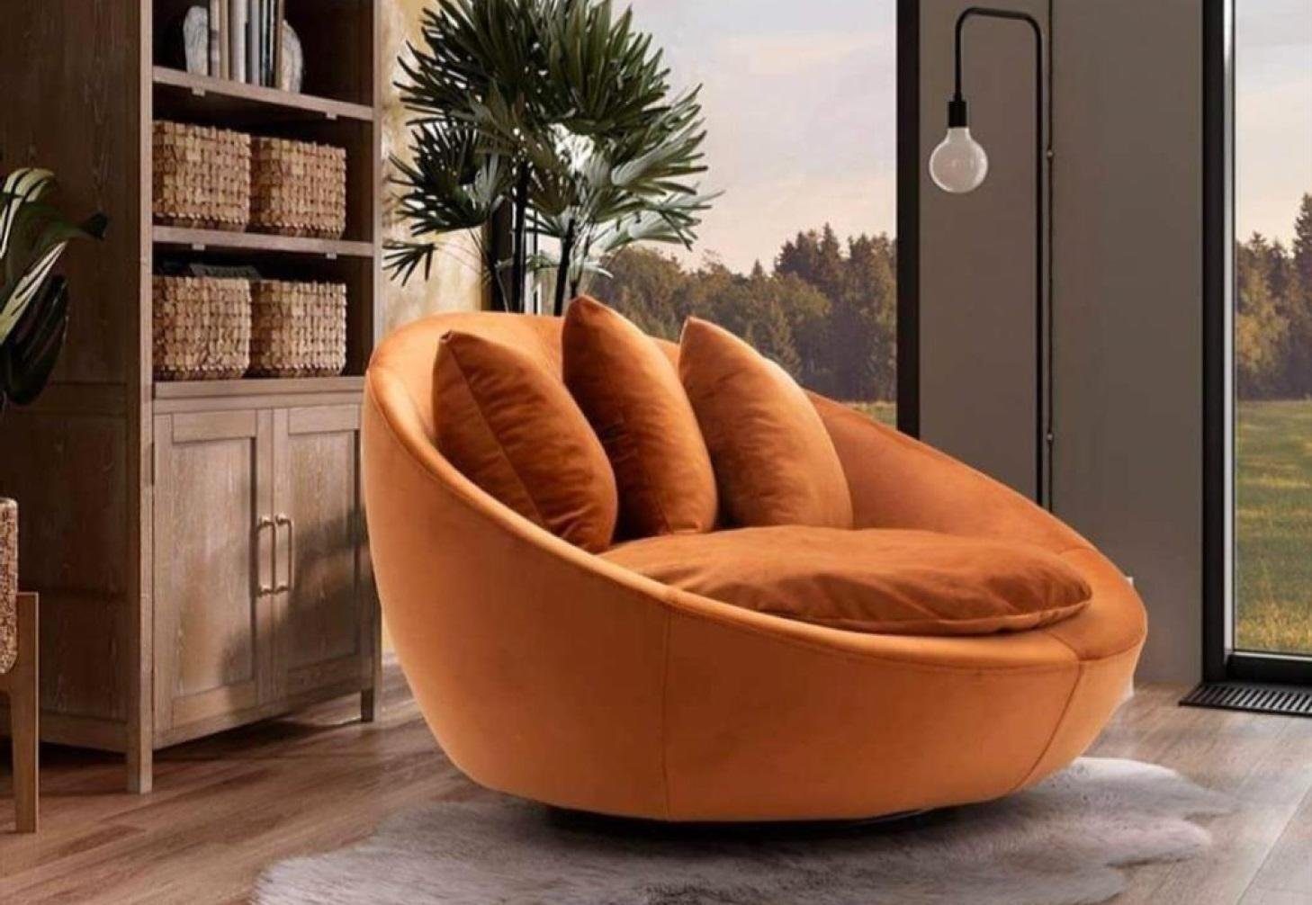 JVmoebel Sessel Großer Lounge Club Big Sessel Einsitzer Couch Sofa 124x105cm Orange