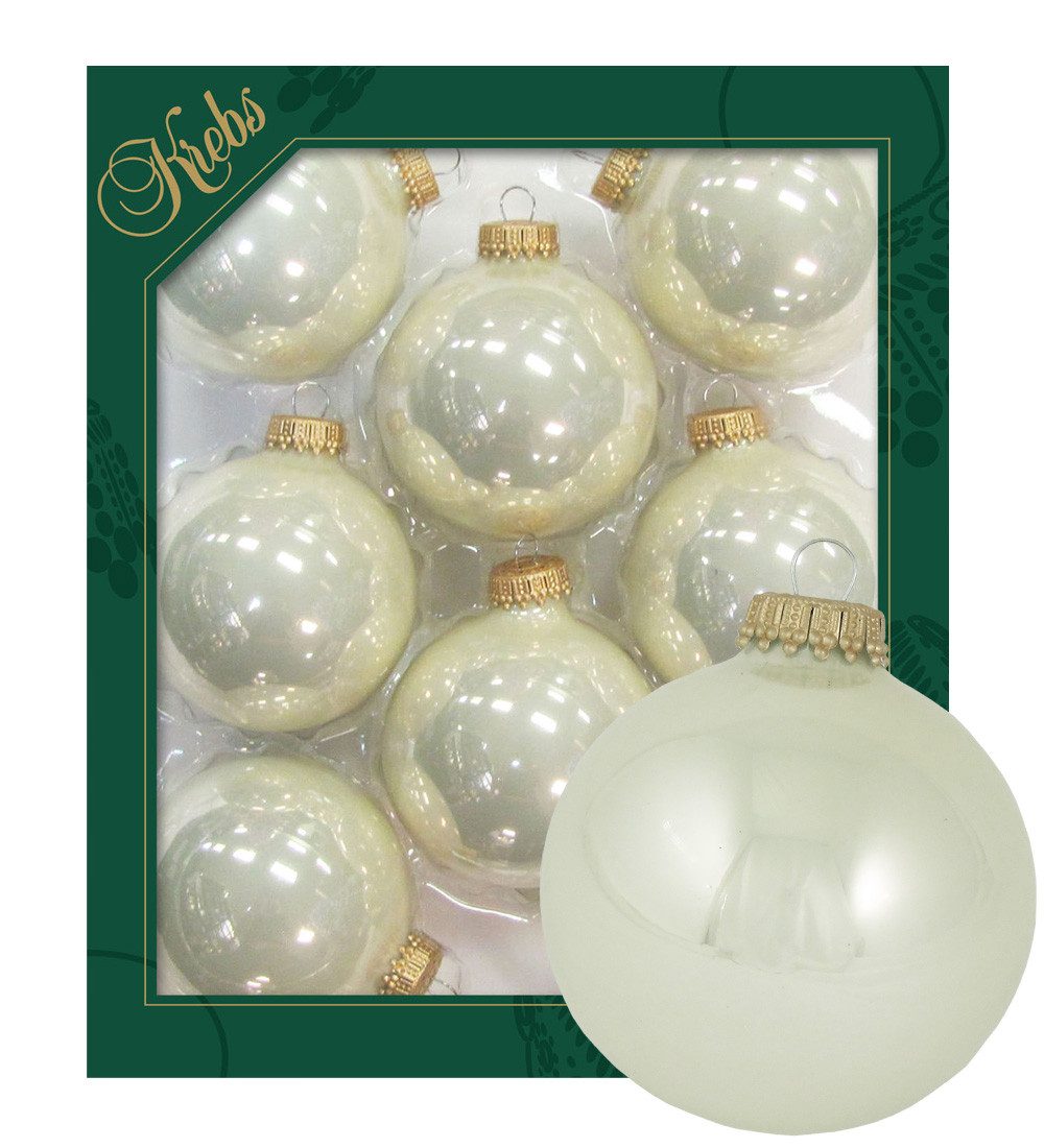 Krebs Glas Lauscha Christbaumschmuck Glaskugel Set - Perlmutt - 8 Stück je günstig online kaufen