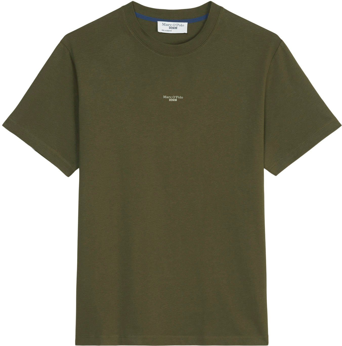 mittig oliv T-Shirt DENIM mit Labeling O'Polo Marc vorne