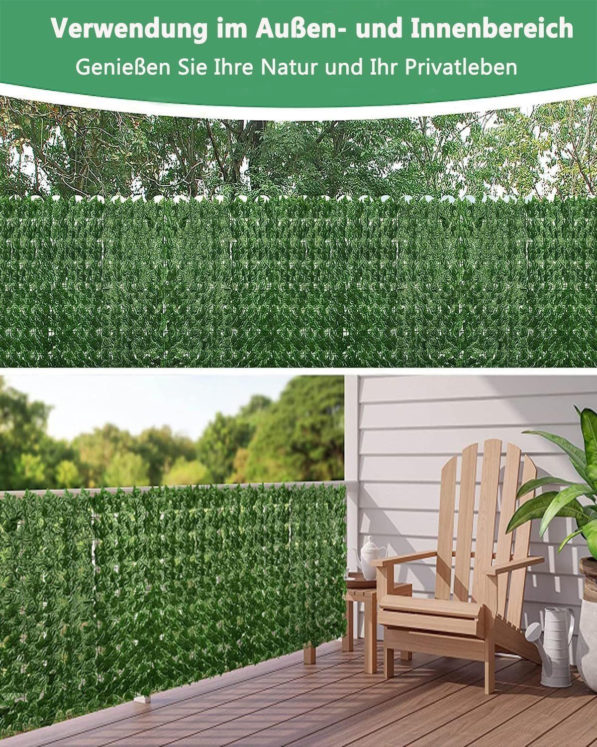 LEMLIT Balkonsichtschutz Künstliche Efeu Balkon Sichtschutz Windschutz Gartenumrandung 0.5X3M (1 Stück, 1-St., 50 x300 cm) Künstliche Hecken Zäune für Zäune Hin – Bild 4 von 5