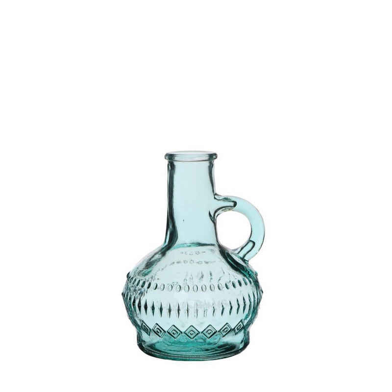 NaDeco Dekovase Glasflasche "Lille" in Hellblau, Höhe 10cm, Durchmesser 7 cm