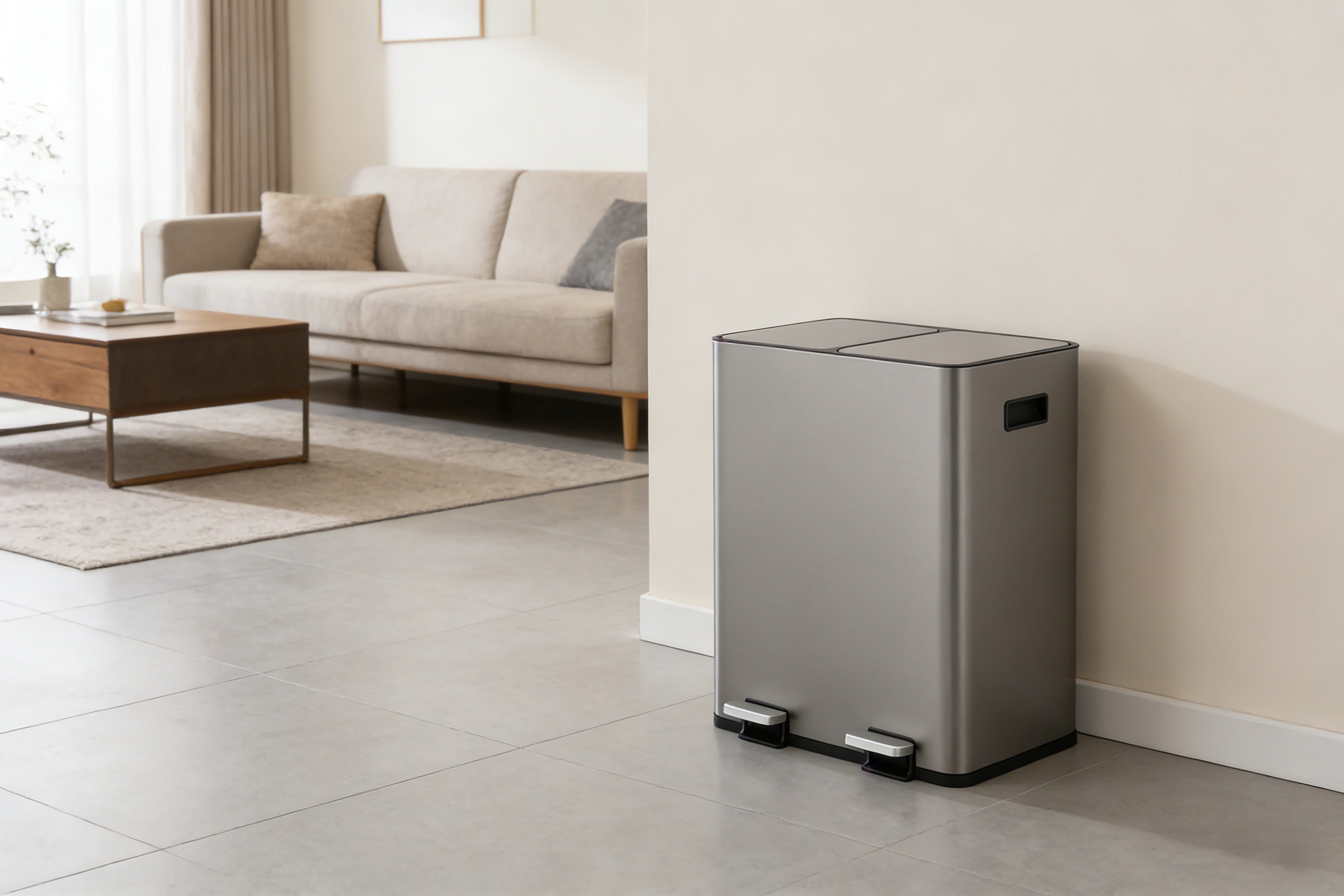 OTTO home Mülleimer Garrin, Soft Close, m. 2 Fächern, Fassungsvermögen 2x15 L bzw. 2x30 L, Mülltrennsystem mit 2 separaten Innenbehältern und Fußtrittpedalen