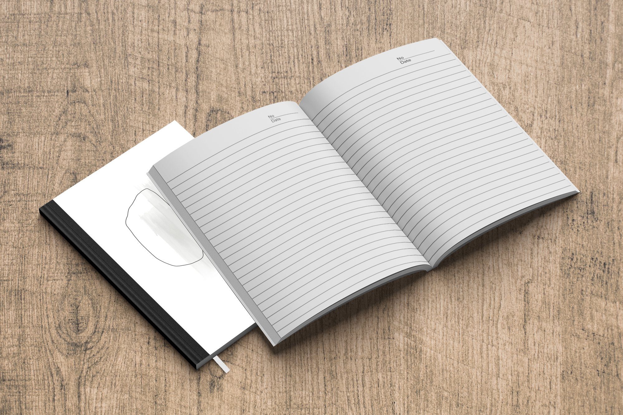 MuchoWow Notizbuch Linienkunst - Acrylfarbe Notizheft, Haushaltsbuch 98 Merkzettel, Seiten, Journal, - A5, Tagebuch, Minimalismus