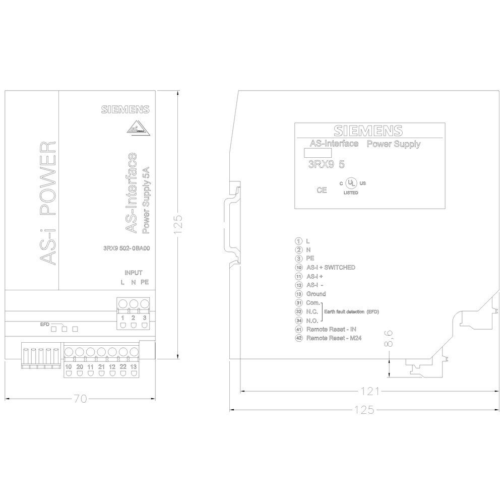 SIEMENS Siemens 3RX95020BA00 Hutschienen-Netzteil (DIN-Rail) Inhalt 1 St Hutschienen-Netzteil