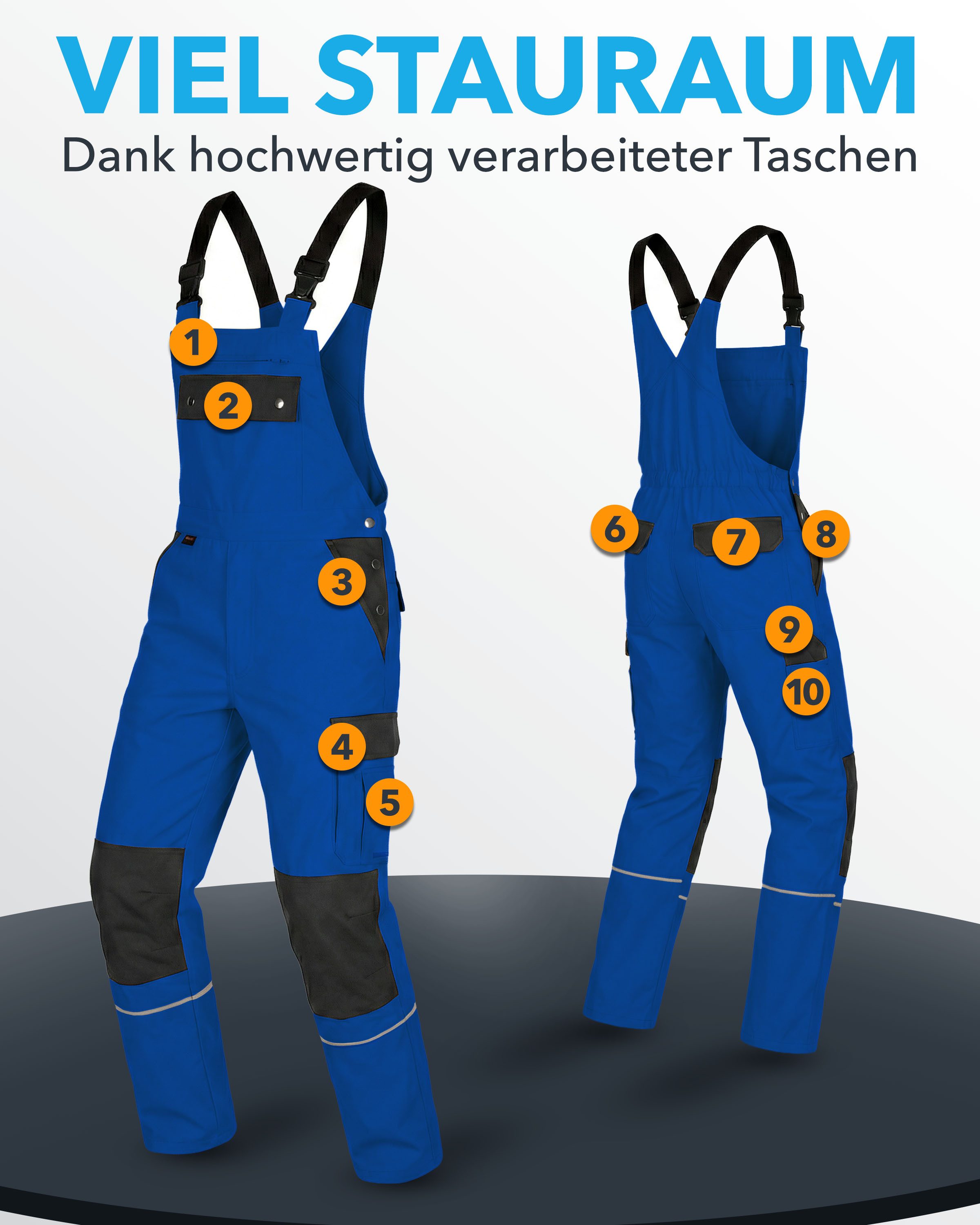 TMG International Arbeitslatzhose Latzhose Arbeitshose Cargohose Overall Blaumann