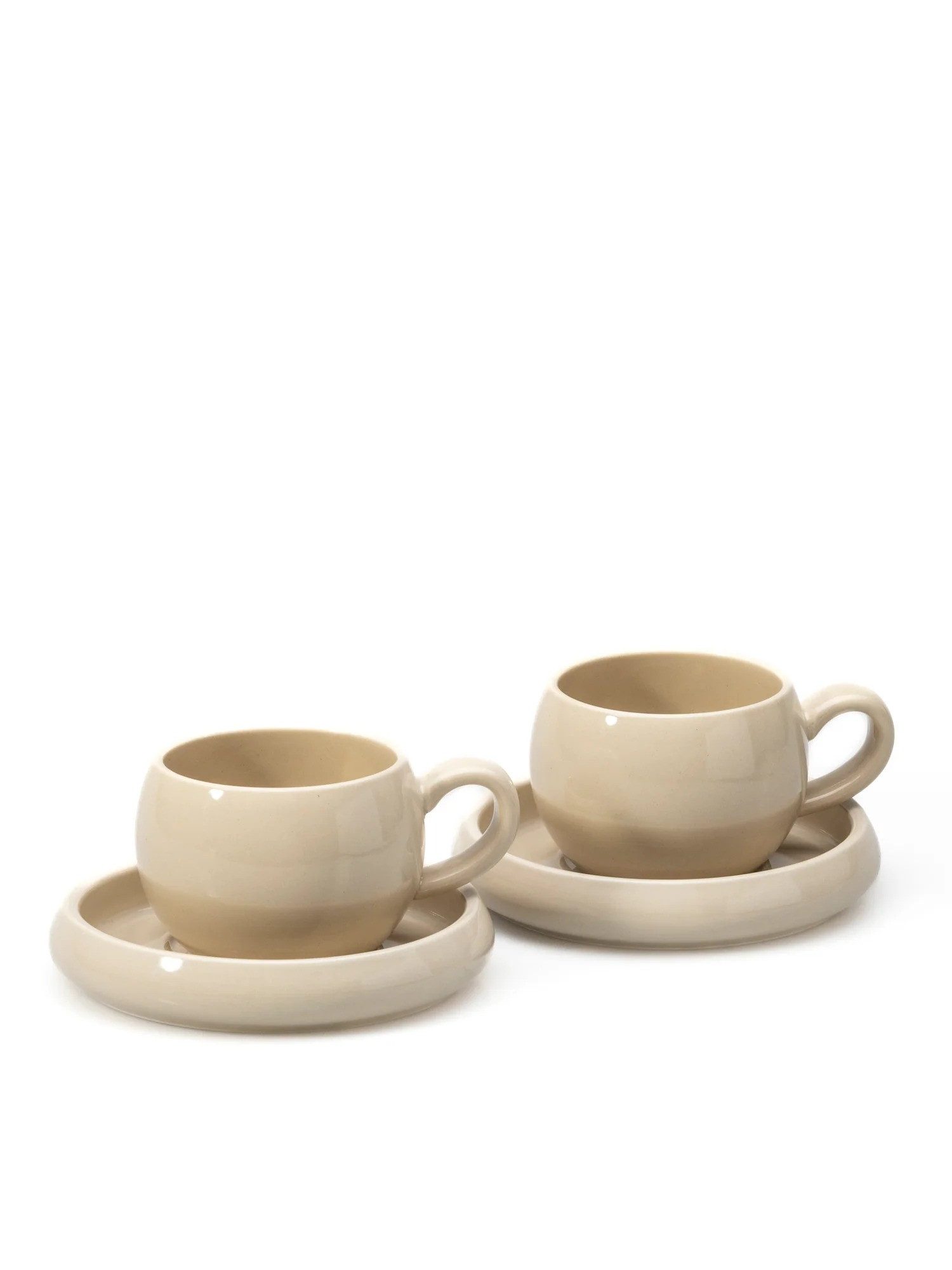 Özberk Espressotasse BONDY, Porzellan, Tassen-Set – 4-teilig – Taupe – 95 ml