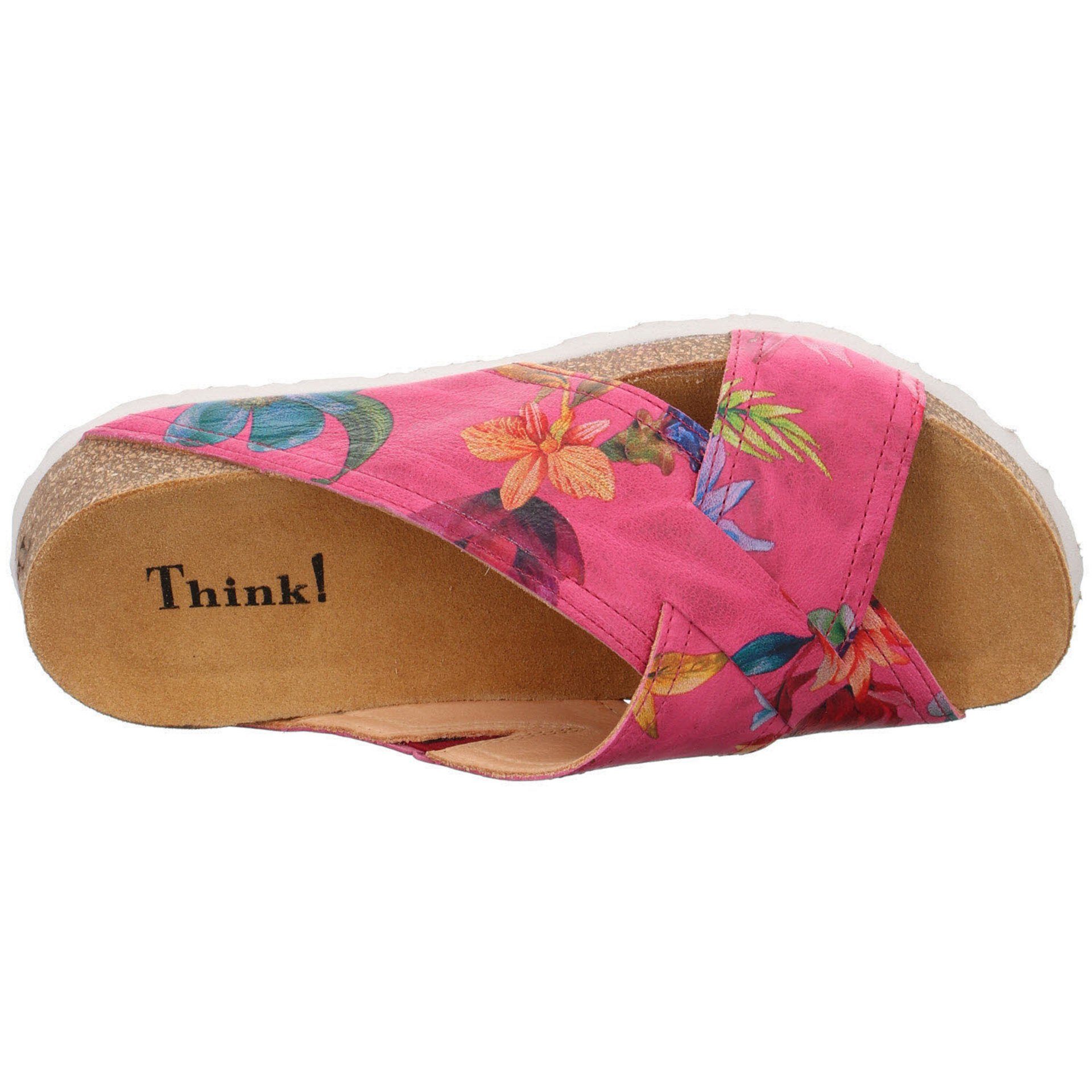 Think! Damen Pantoletten Sandalen Pantolette Koak Pantolette 046023 Glattleder rosa