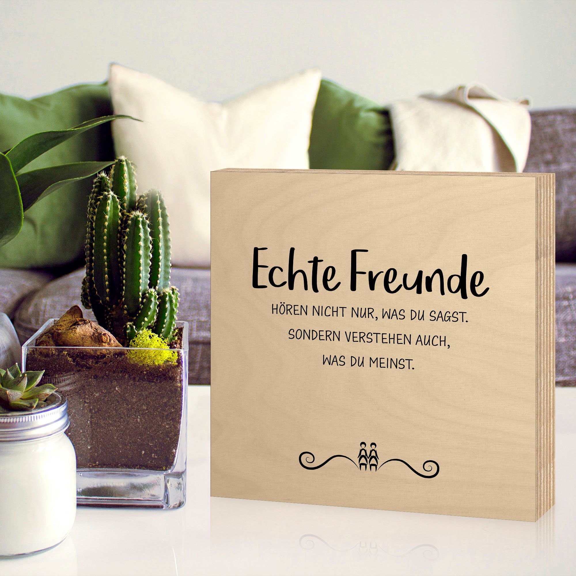 Artland Holzbild Echte Freunde, Sprüche & Texte (1 St)