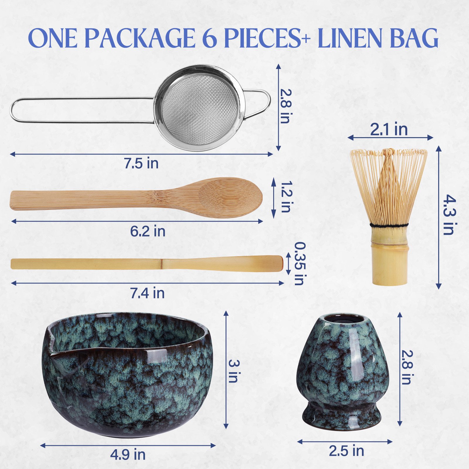 Coradoma Teeservice Matcha Tee Set Zubereitungsset Geschenkset mit Bambus Chasen, Japanisch Traditionell für Teezeremonie