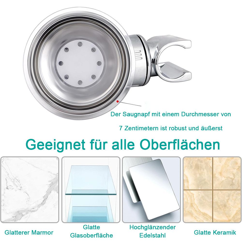TUWENA Handbrause Duschkopfhalterung Saugnapf, Abnehmbarer Duschhalterung, (2-tlg) – Bild 5 von 5