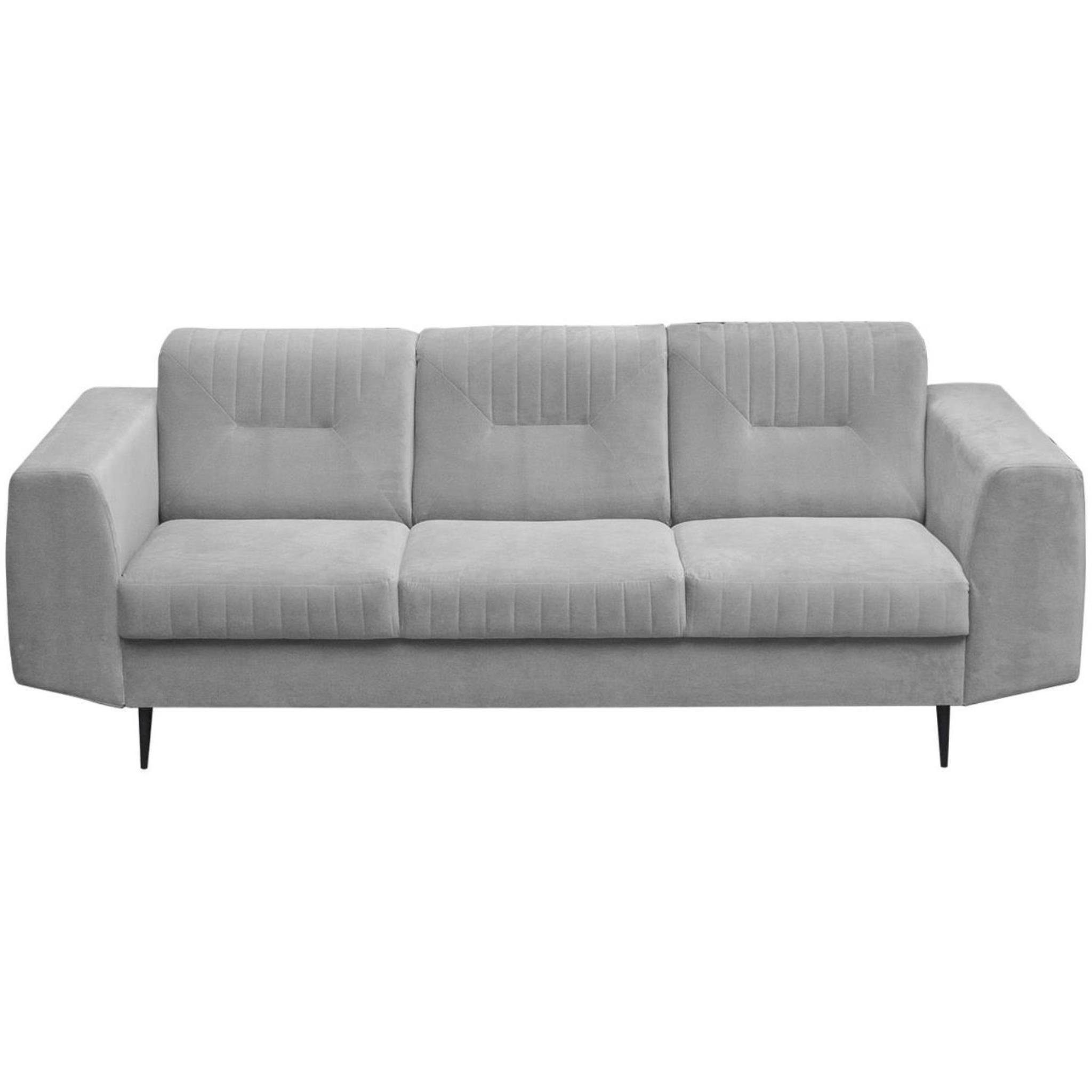 modernes Metallbeine, aus 3-Sitzer Sofa mit Hellgrau 03) im Beautysofa Design, Dreisitzer Velours (bluvel VENEZIA, Polstersofa