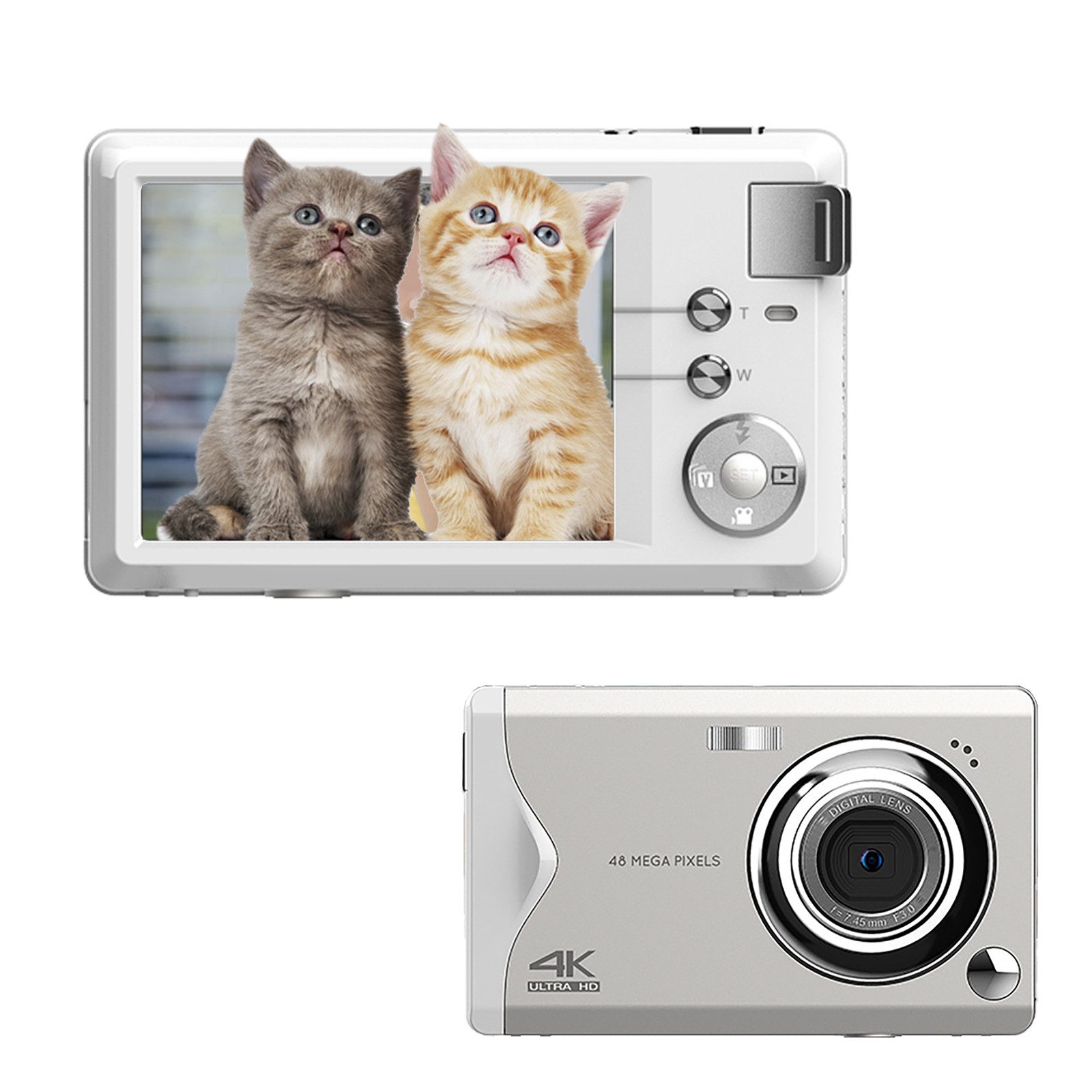 HT Digitalkamera 48MP 1080P FHD Fotokamera Kompaktkamera (inkl. mit Autofokus 16X Digitalzoom Fotoapparat Tragbare, Kompaktkamera mit 32GB SD-Karte für Kinder Teenager Anfänger Geschenk)