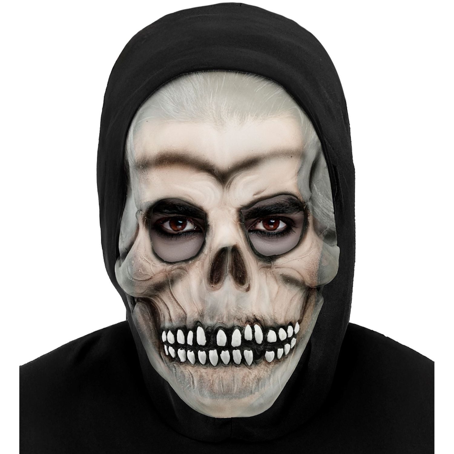 Widmann S.r.l. Verkleidungsmaske Halloween Maske 'Totenkopf mit Kapuze' im Dunkeln