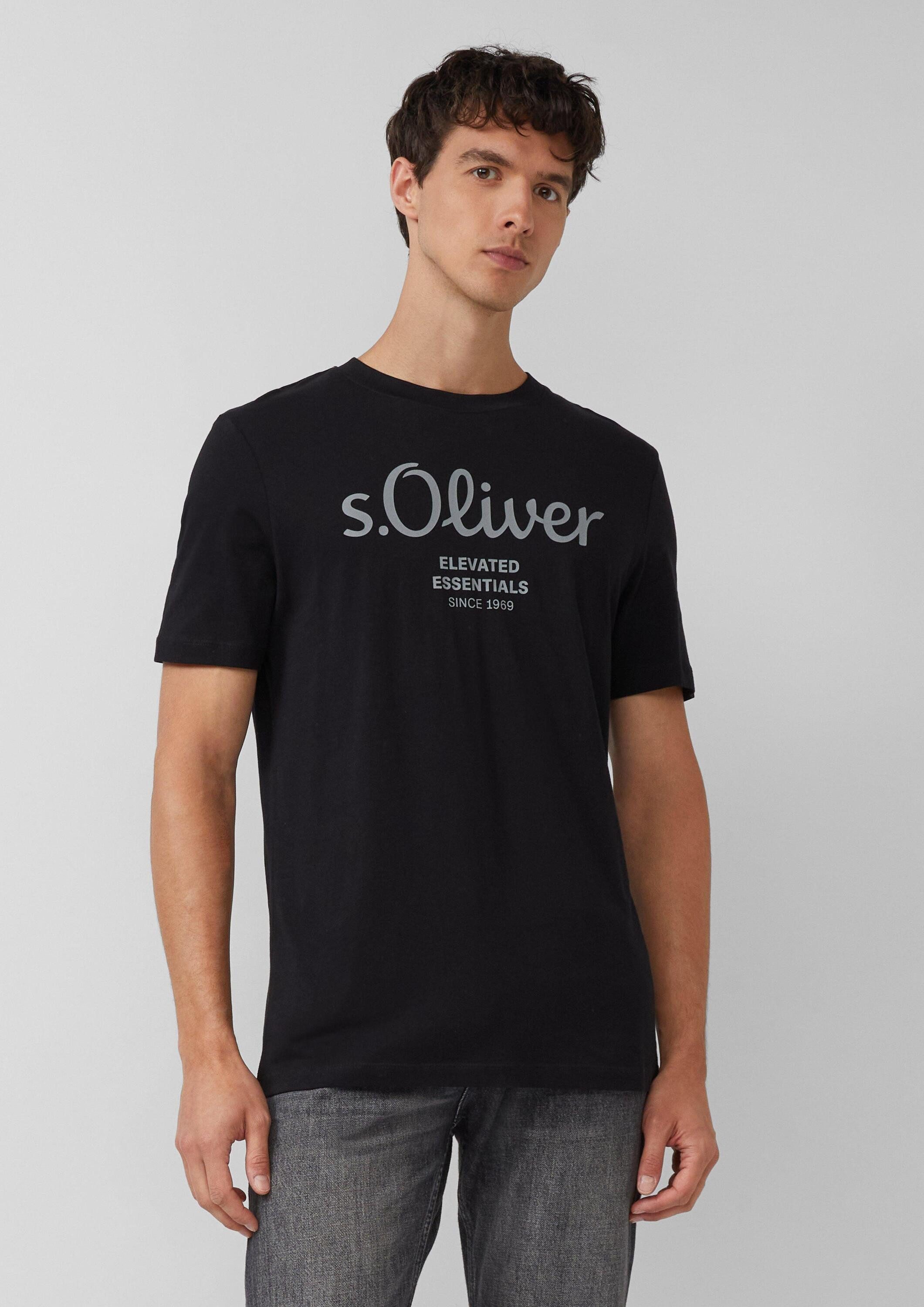 s.Oliver Kurzarmshirt T-Shirt Baumwoll-T-Shirt mit Logo-Print