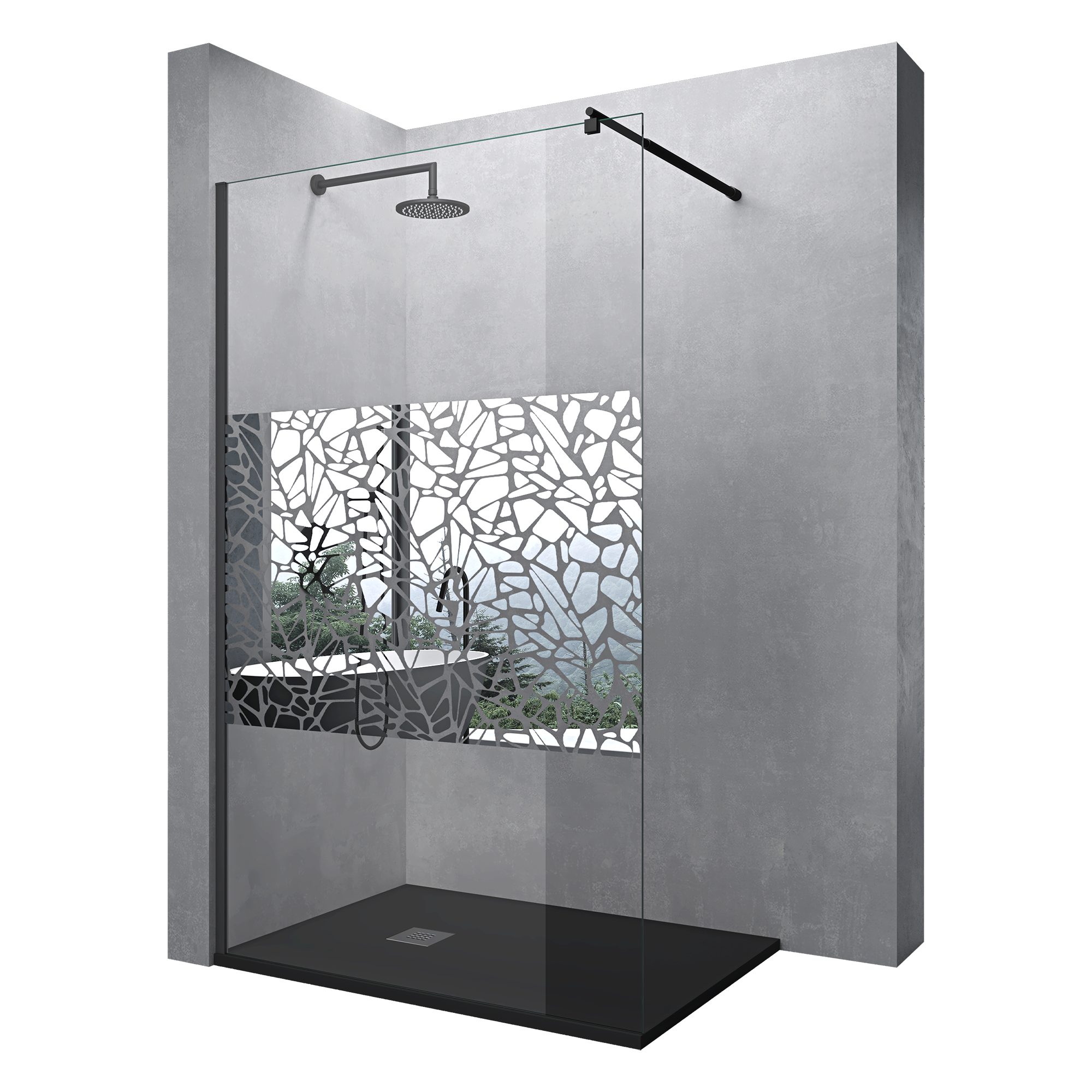 BERNSTEIN Duschwand 150x200 Cm – ESG Echtglas Grau, Nano-Beschichtung, Für Walk-In Dusche
