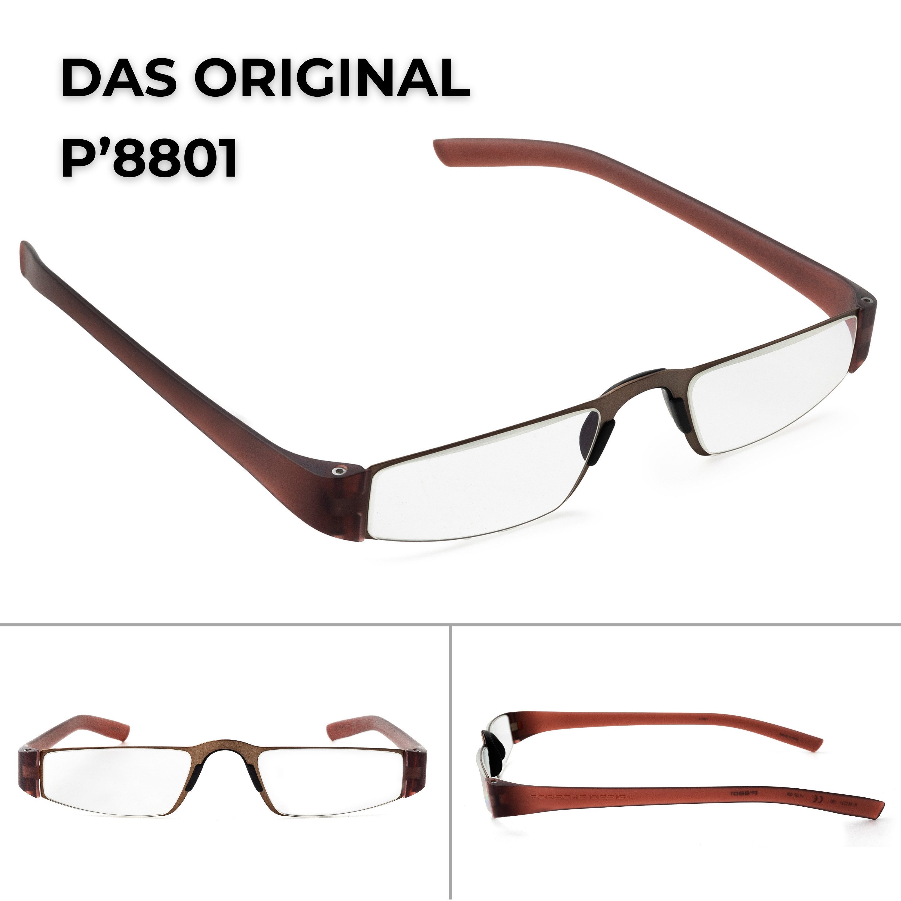 PORSCHE Design Brillengestell Porsche Design Lesebrille P8801, Sehhilfe aus Edelstahl, Modell: R, 100 % Original Porsche Design, Direkt vom Optiker