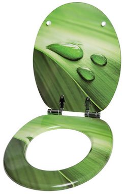 Sanilo Badaccessoire-Set Green Leaf, Komplett-Set, 6 tlg., bestehend aus WC-Sitz, Badteppich, Stöpsel, Seifenspender, WC-Bürste