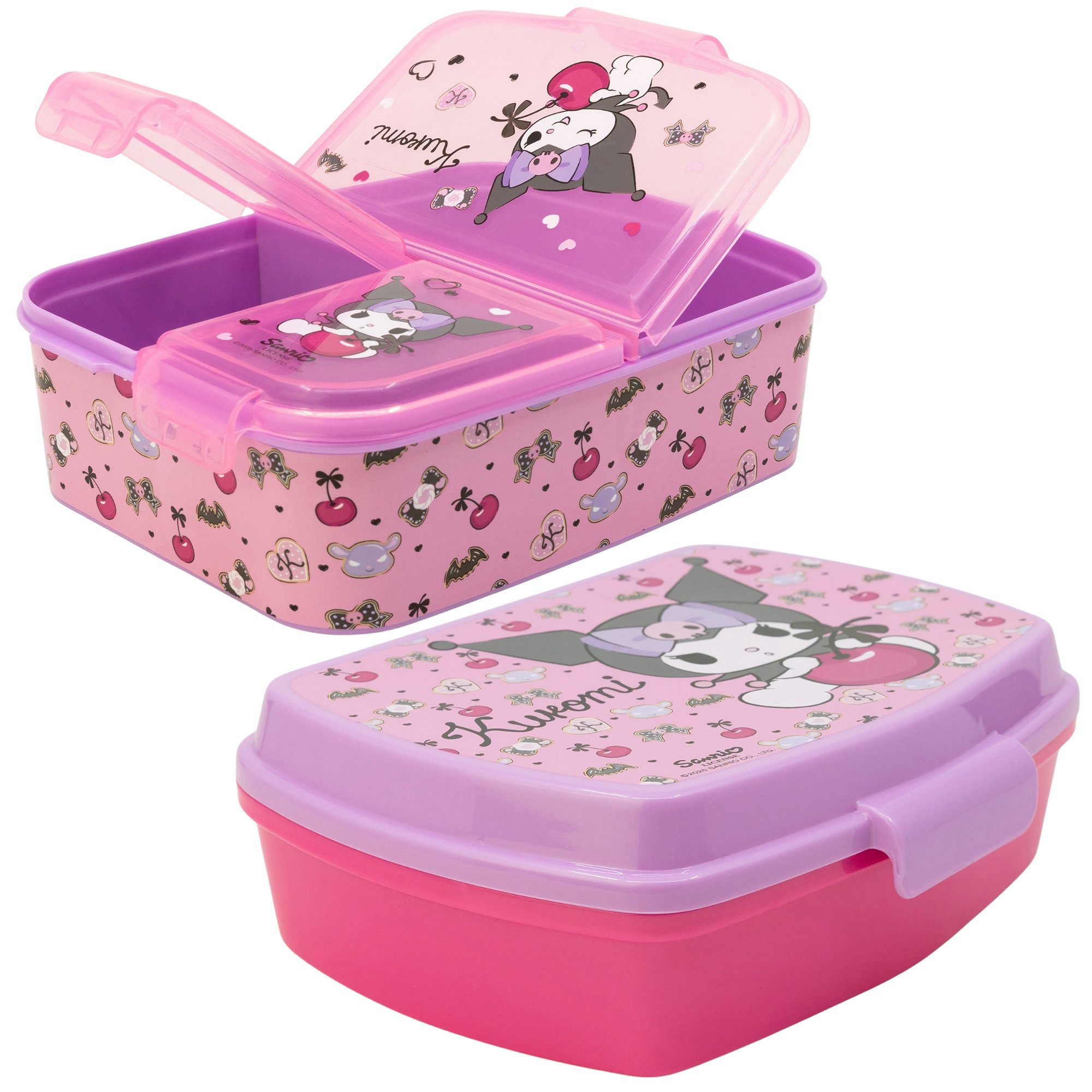 Lunchbox Kuromi 2 tlg. Lunch Set Brotdose mit 3 Kammern 1 Kammer Brotdose