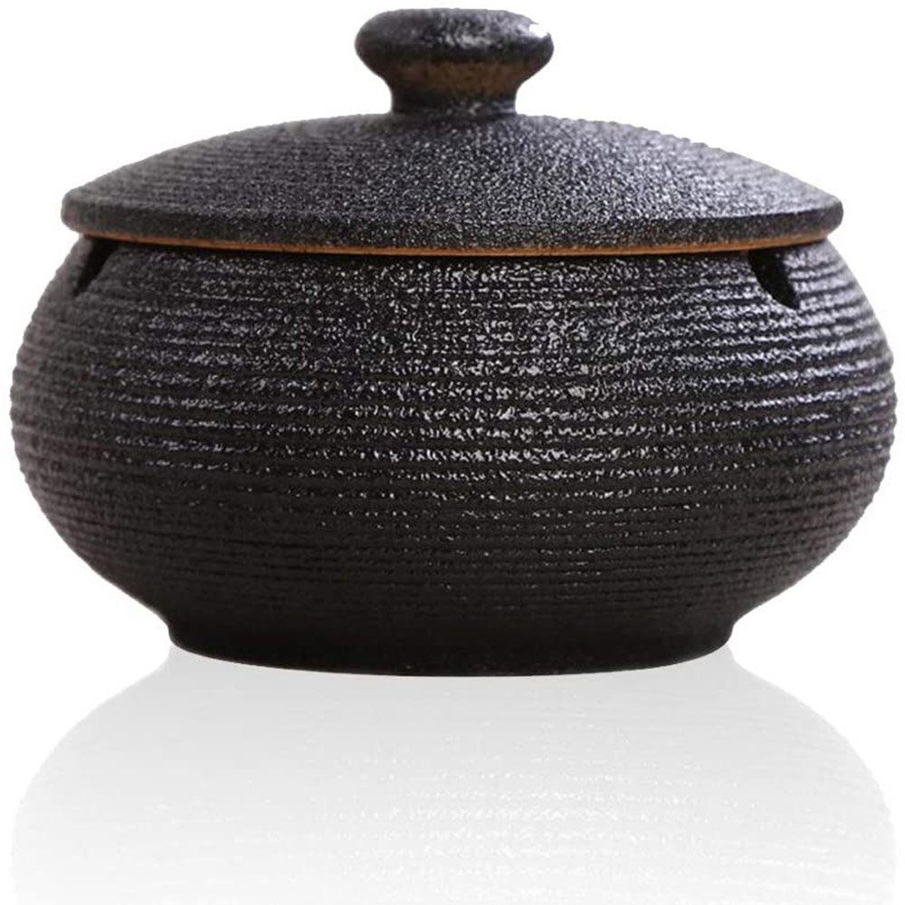 Geruchs- und winddichter Keramik-Aschenbecher von Hand dekoriert