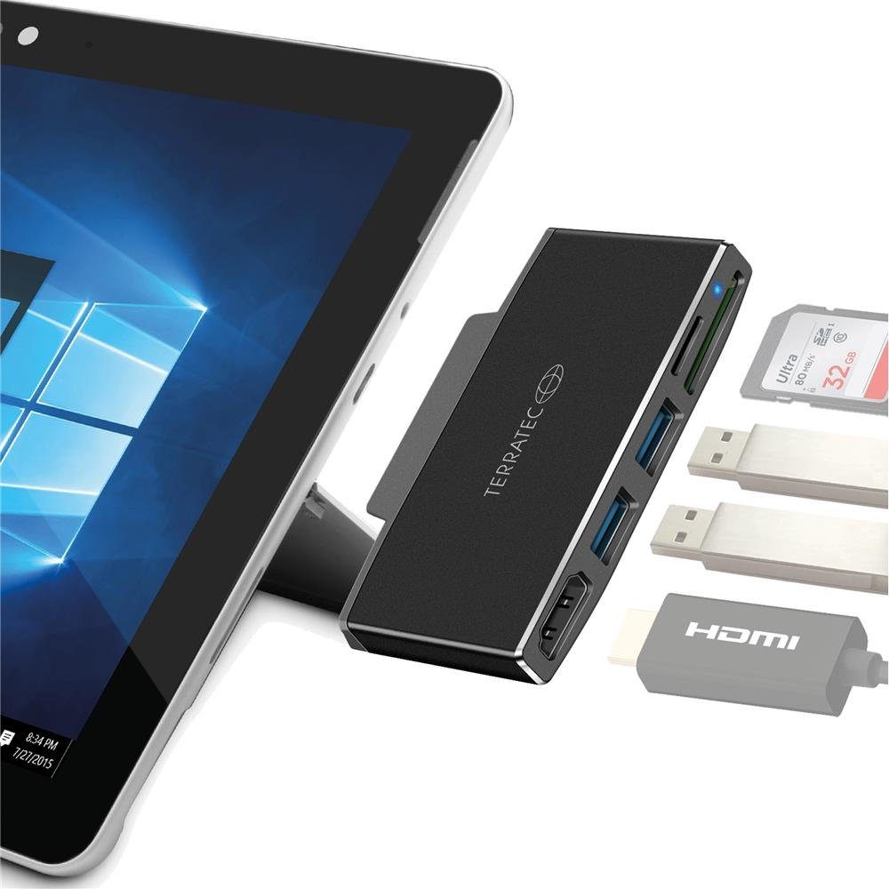 Terratec CONNECT Go1 Dockingstation (Microsoft© Surface Go Adapter mit Kartenleser, zwei USB-Ports und HDMI)