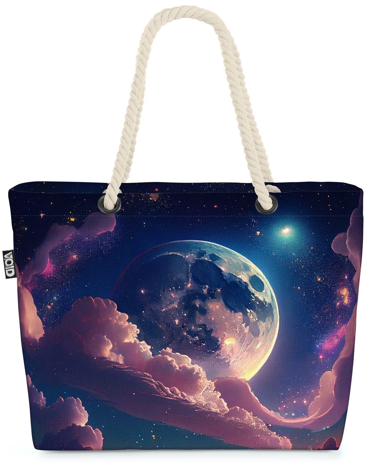 VOID Strandtasche (1-tlg), Mond Weltall Sterne Nacht astrologie sterne mond sonne himmel weltall