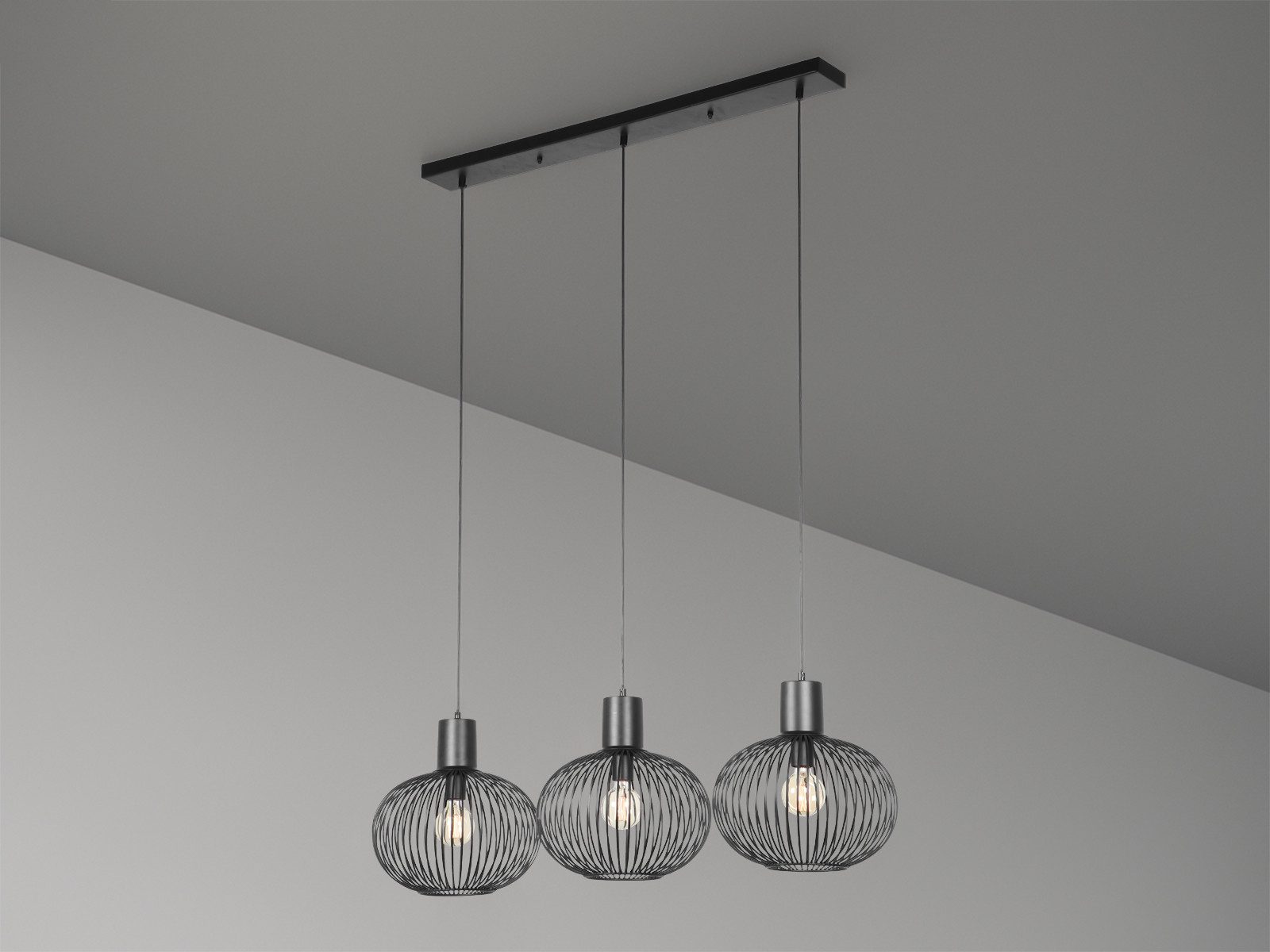 TRIO Leuchten LED Pendelleuchte, Dimmfunktion, LED wechselbar, Warmweiß, Industriedesign über Esstisch und Kücheninsel hängend, Breite 120cm