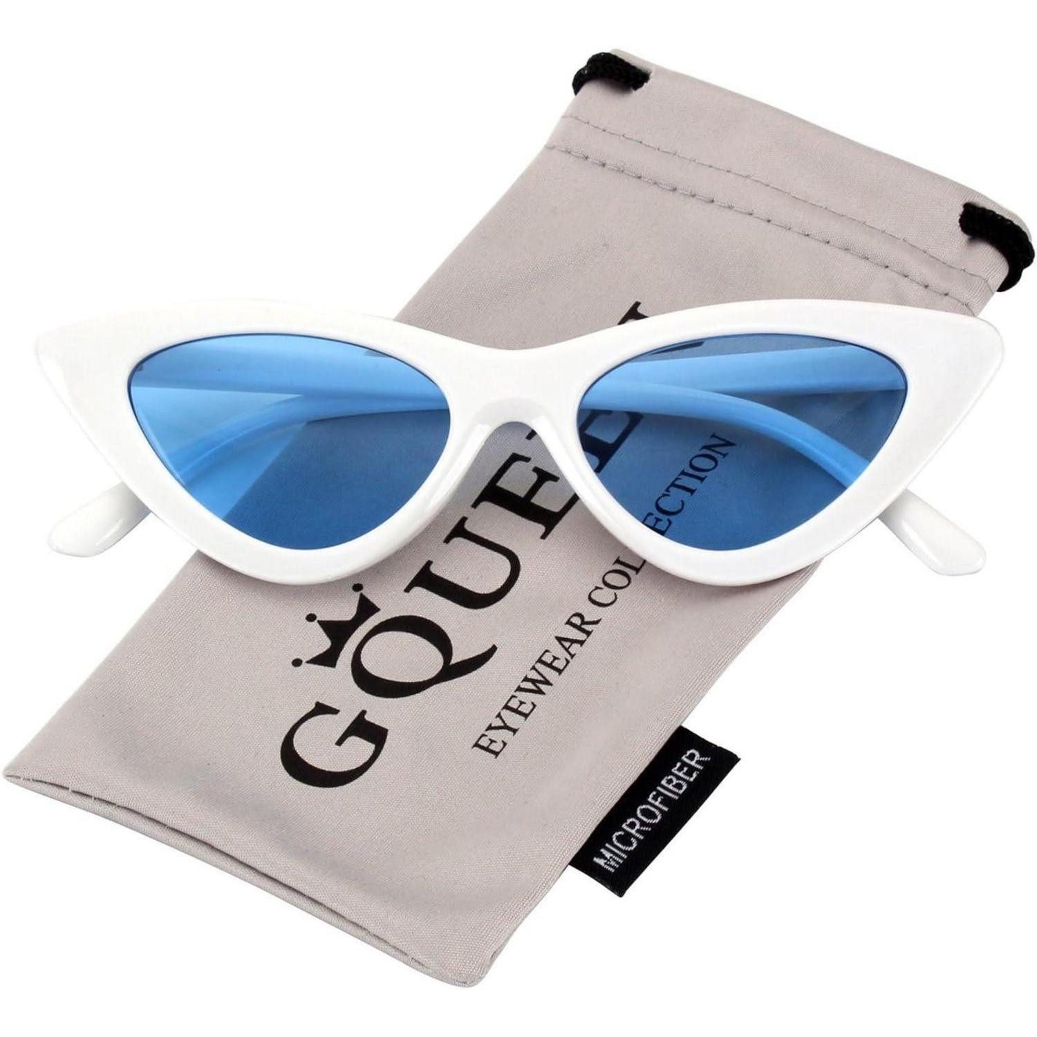 LuxusKollektion Retrosonnenbrille Sonnenbrille Damen Katzenauge Vintage Cateye Retro Jahrgang Weiß Blau (1-St)