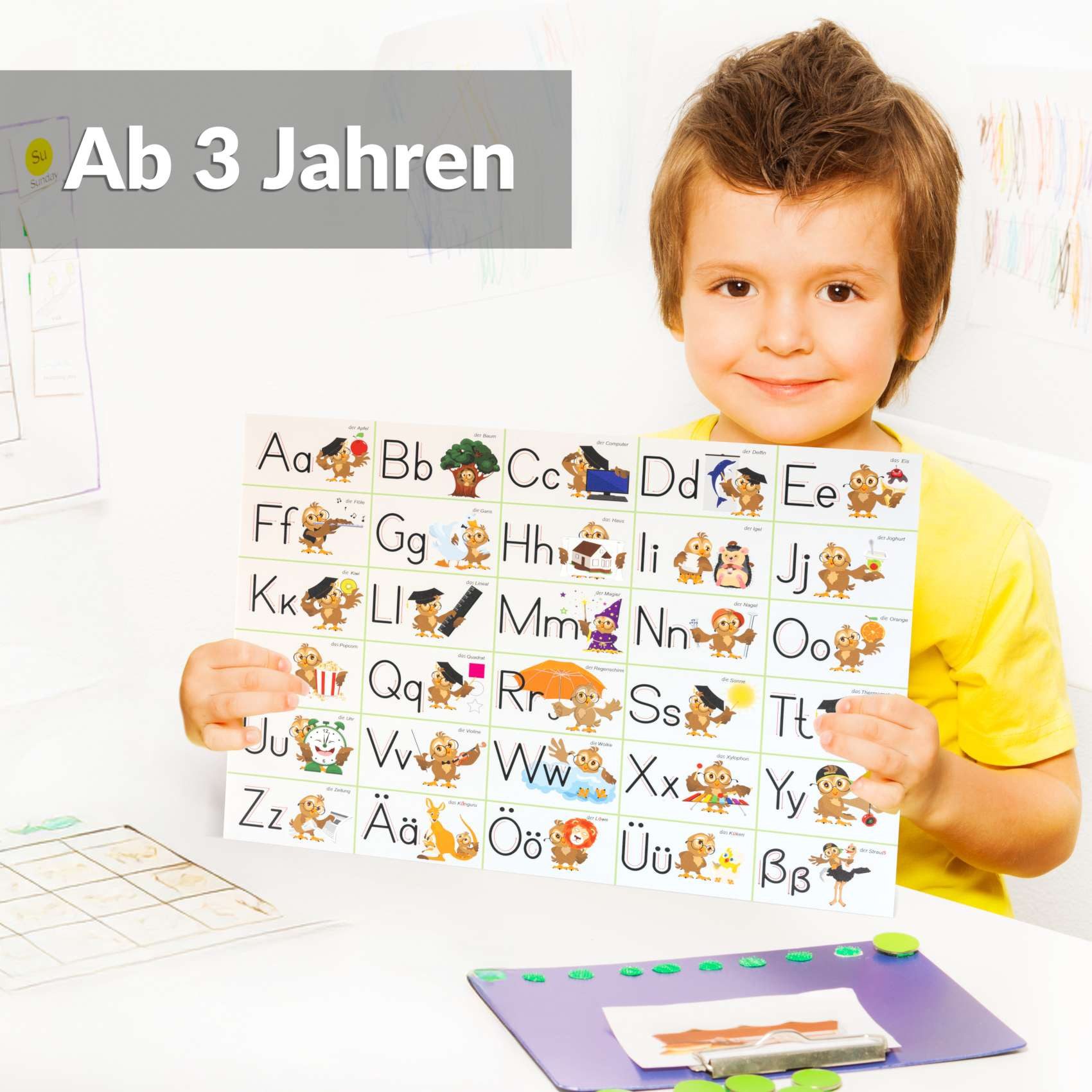 ANRO Platzset DEIN Platzdeckchen Servierdeckchen Soft Tischset Tellerunterleger, (Einzelstück, 1-St., einzelverpackt), Glatt, leichte Narbung 50x35cm Alphabet