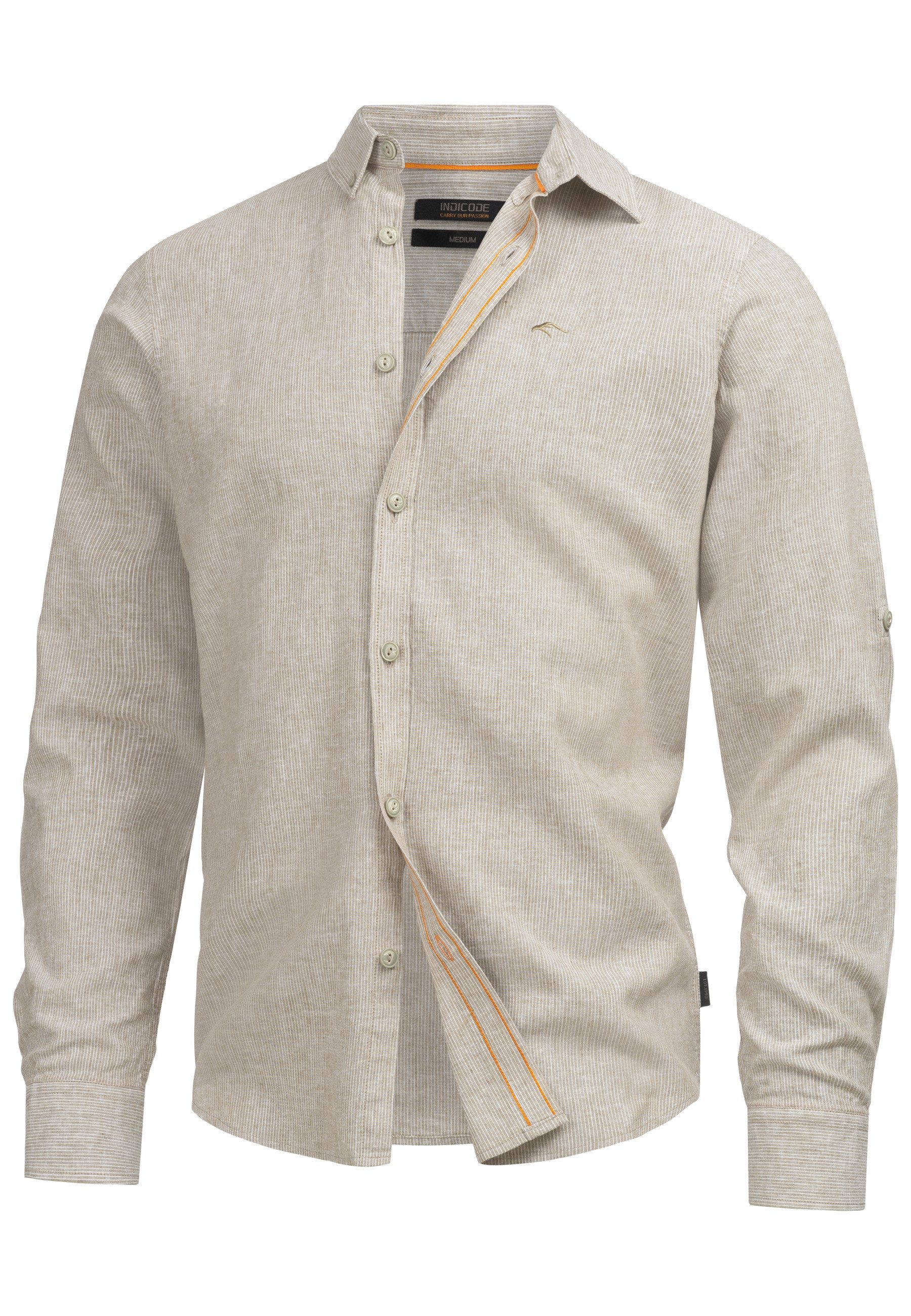 Indicode Langarmhemd Herren INTheon Herrenhemd Langarm mit Button-Down-Krag günstig online kaufen