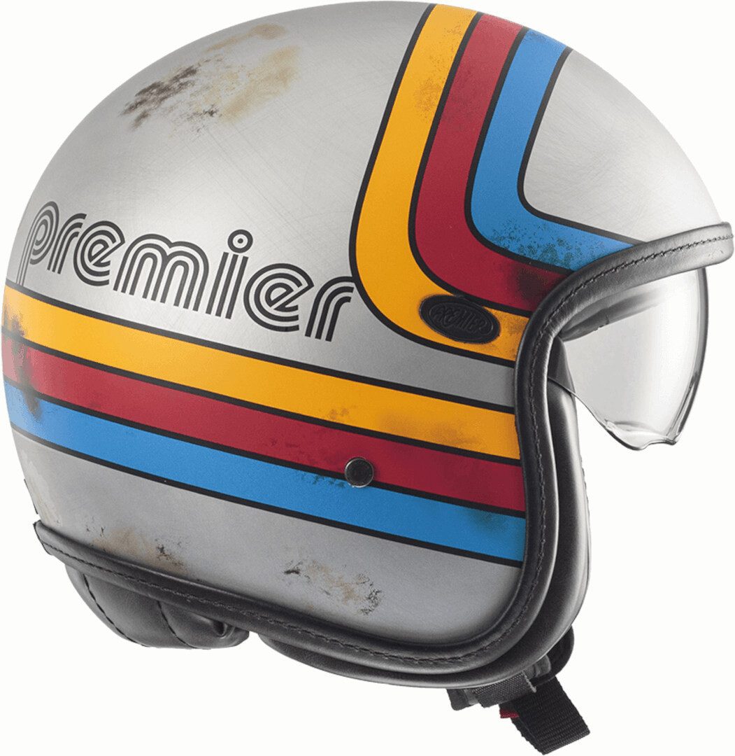 Premier Motorradhelm Vintage Platinum ED EX 77 BM Jethelm, integriertes Sonnenvisier