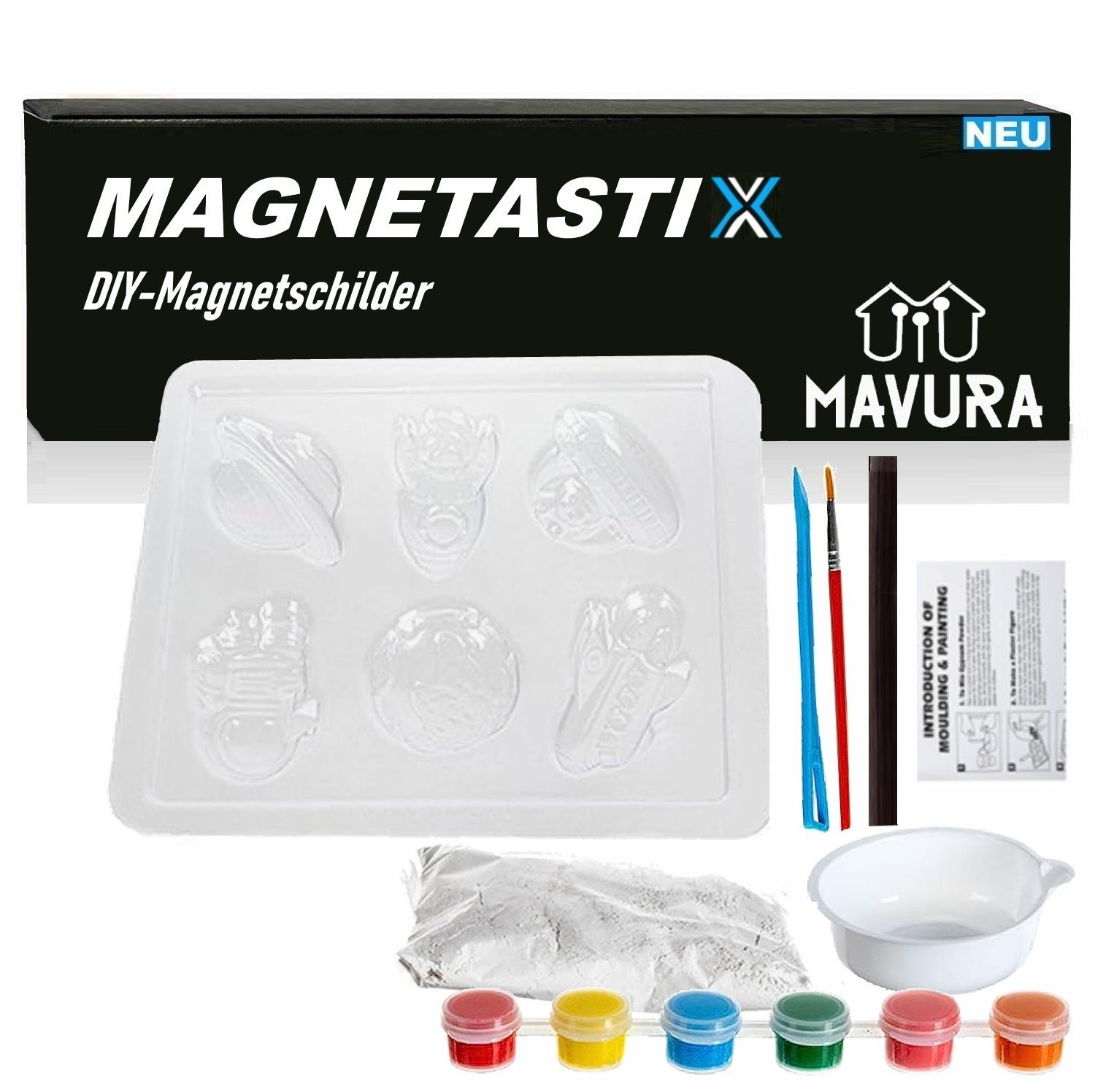 MAVURA Magnethalter MAGNETASTIX Magnetschilder Kühlschrankmagnete Magnet,  Pinnwand Kühlschrank Figuren Tiere selber machen Set DIY