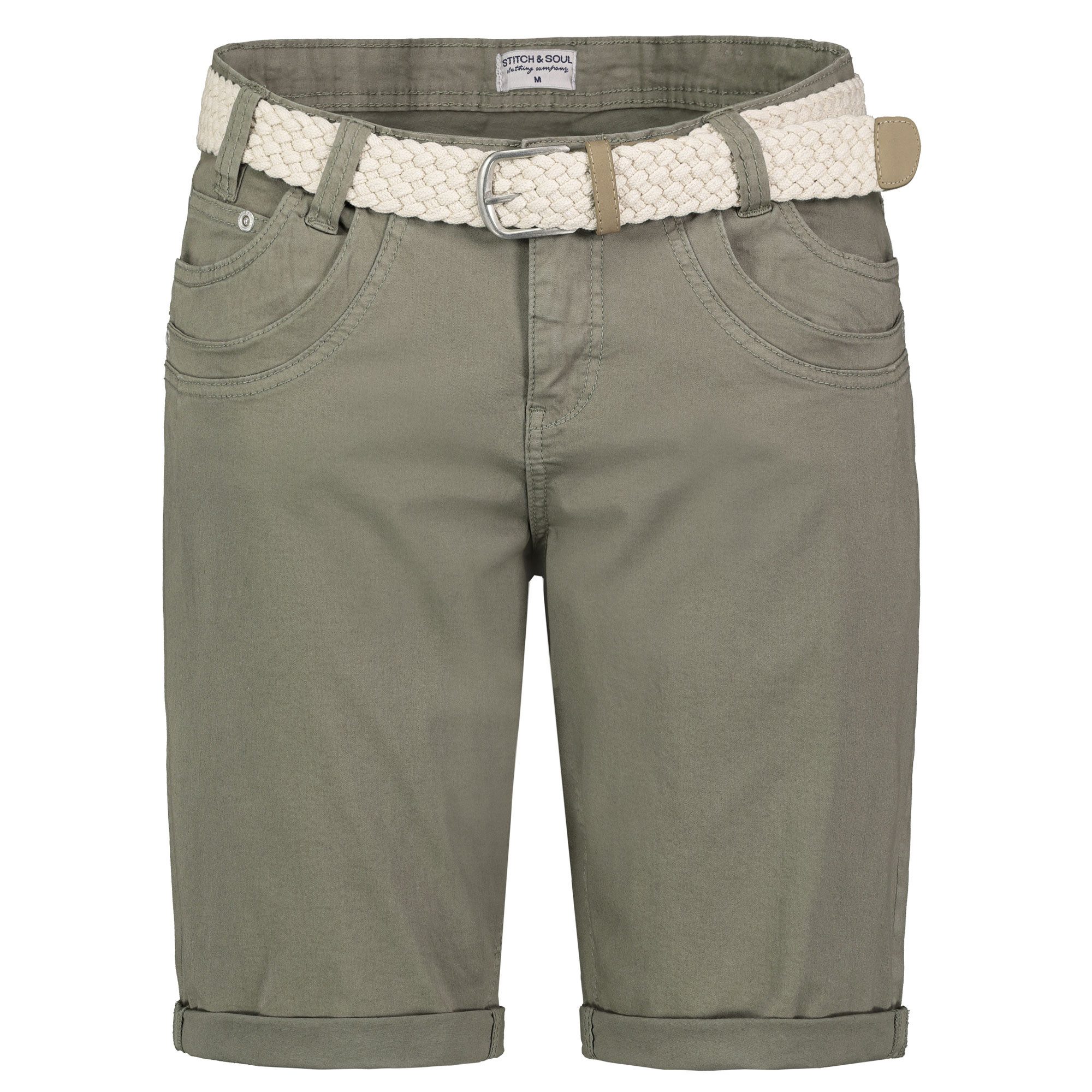 SUBLEVEL Shorts Damen Bermudas kurze Hose Baumwolle Jeans Sommer Chino Stoff Dehnbar Stretch Baumwolle