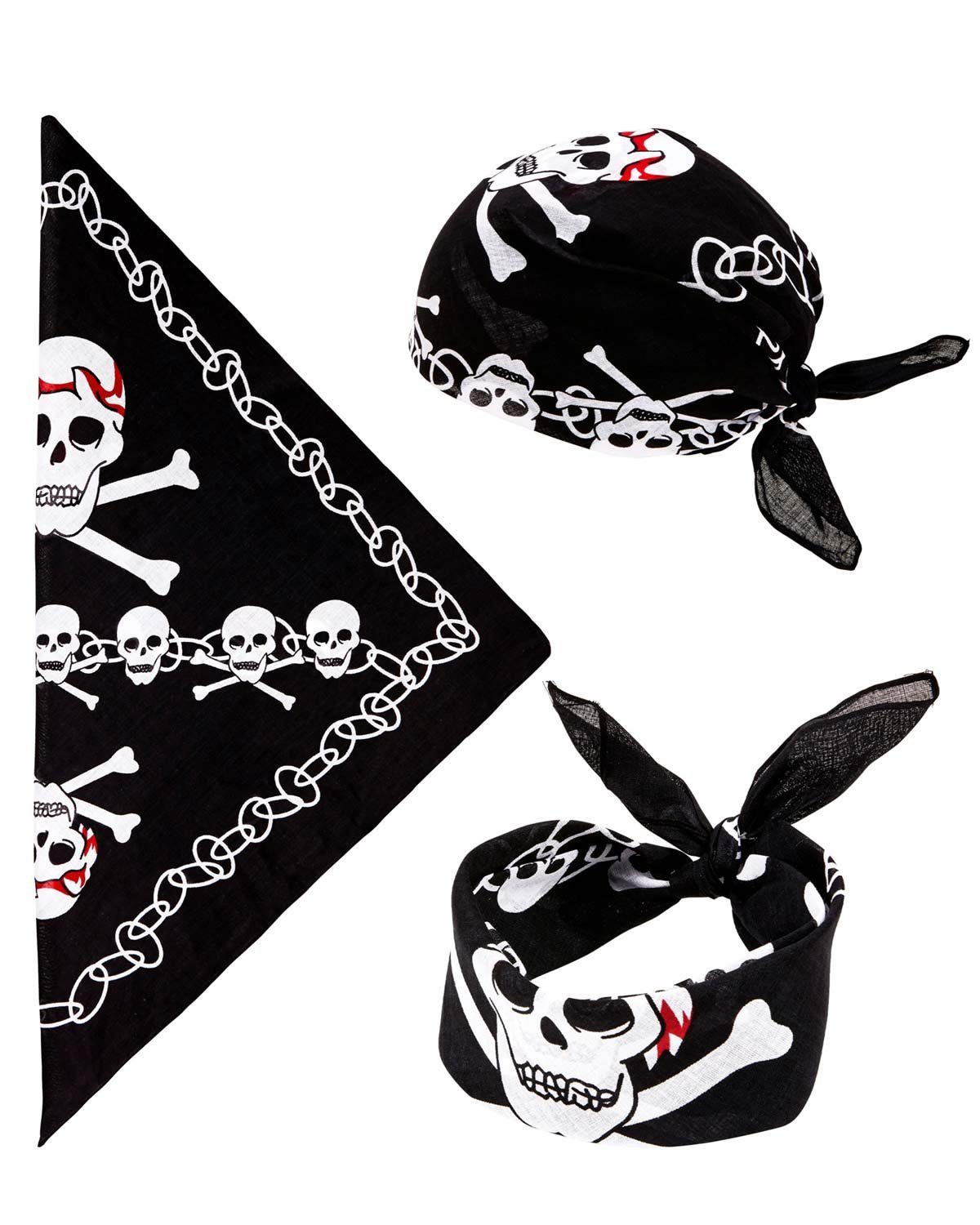 Kostüm Piraten Bandana Kopftuch mit Totenkopf Print - 55