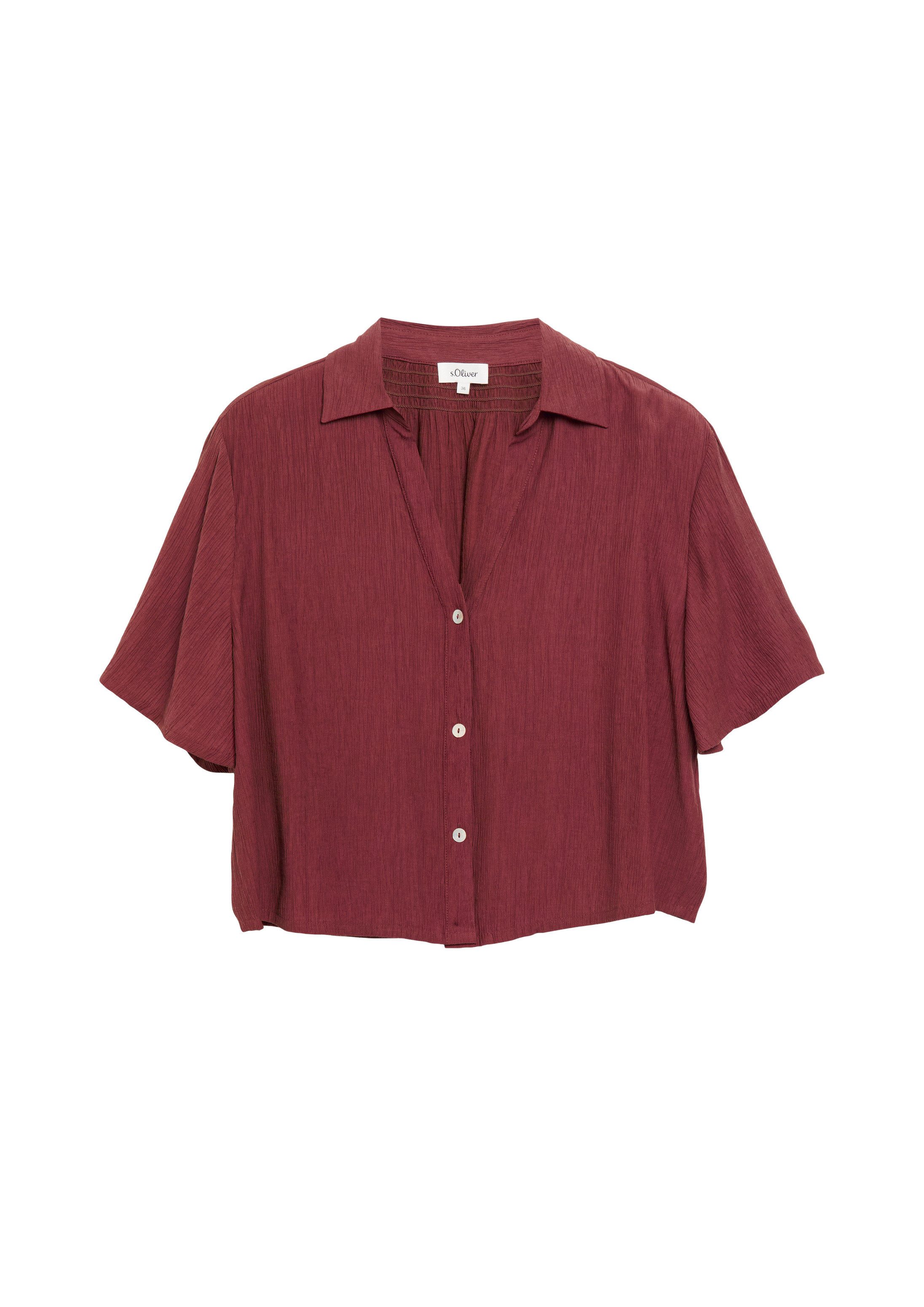 s.Oliver Kurzarmbluse Bluse Strukturierte Viskosemix-Bluse im Boxy Fit