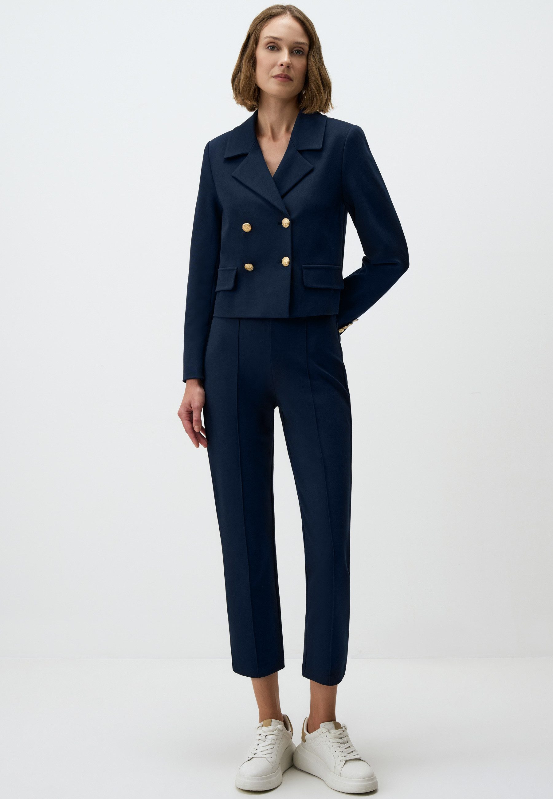 Jackett Langärmlige Kurze Strickjacke Mit Knopfdetail
