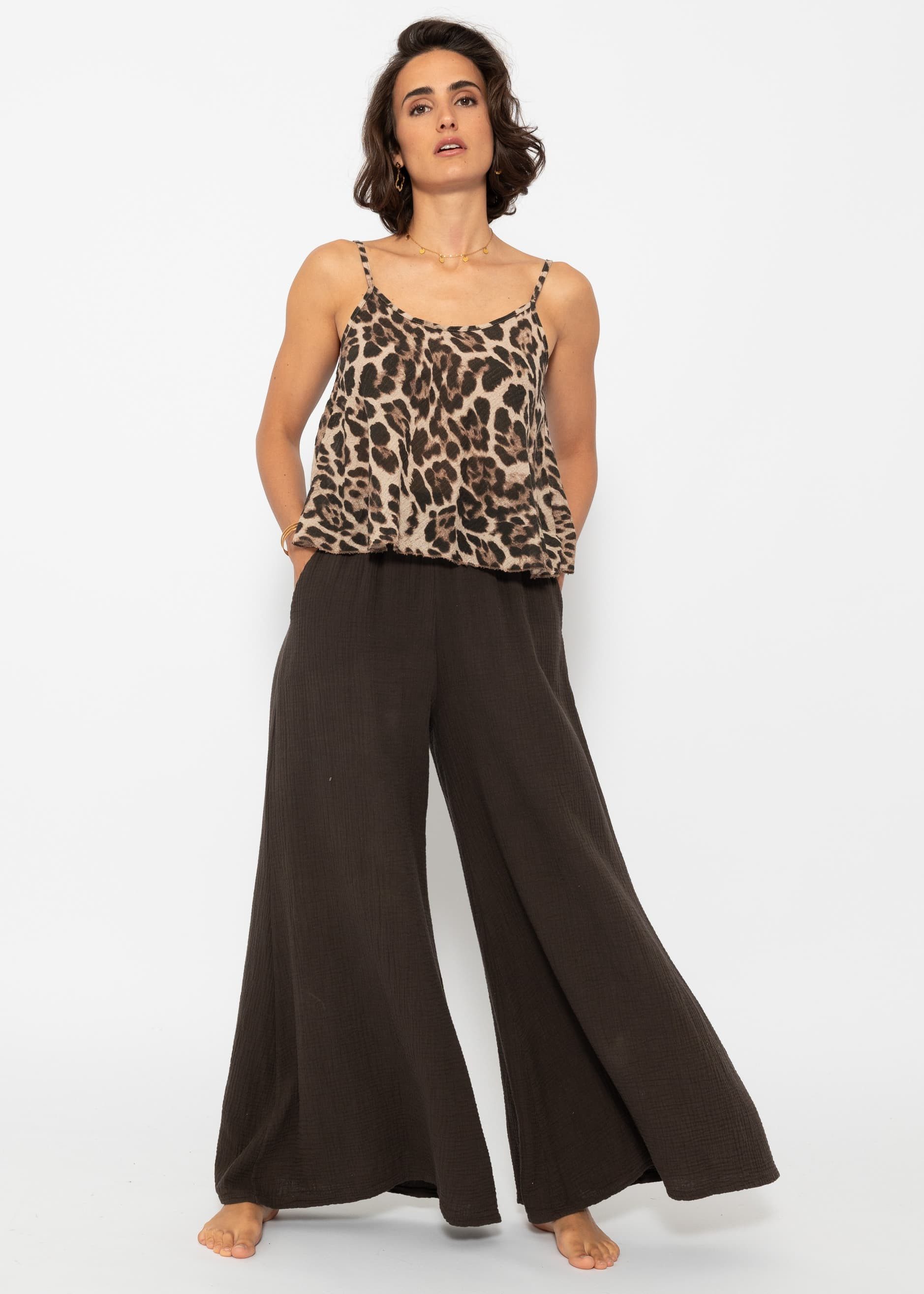 SASSYCLASSY T-Shirt Musselin Top in Leo-Print günstig online kaufen