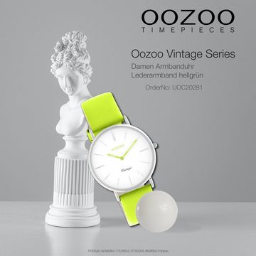 OOZOO Quarzuhr Oozoo Damen Armbanduhr Vintage Series, Damenuhr rund, mittel (ca. 36mm) Lederarmband, Fashion-Style